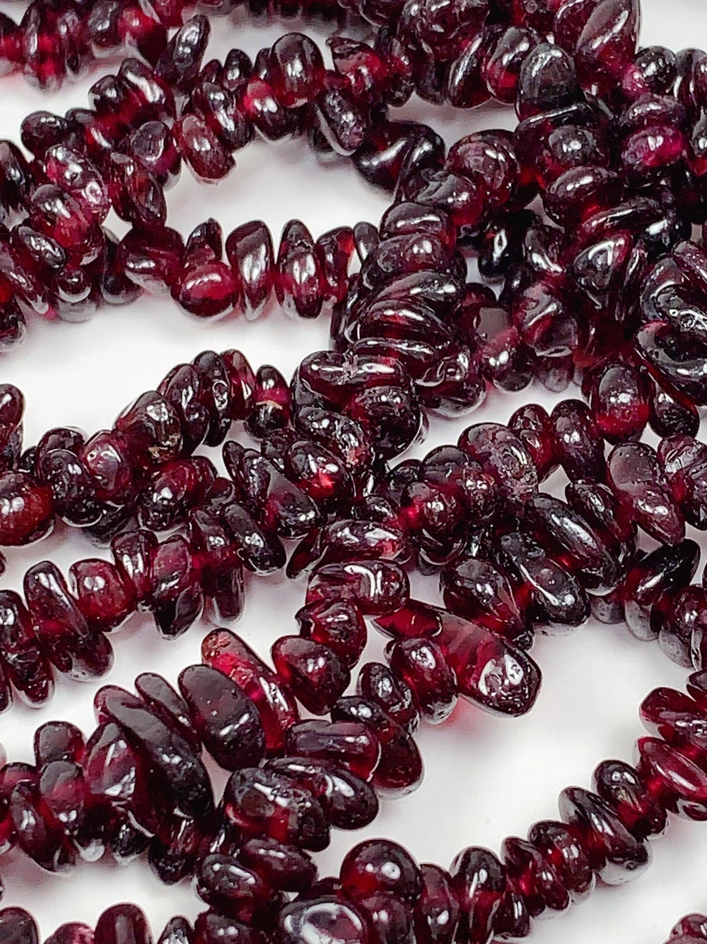 Natural Red Garnet Chip Beads: 32" DIY Jewelry Strand (7-12mm)
