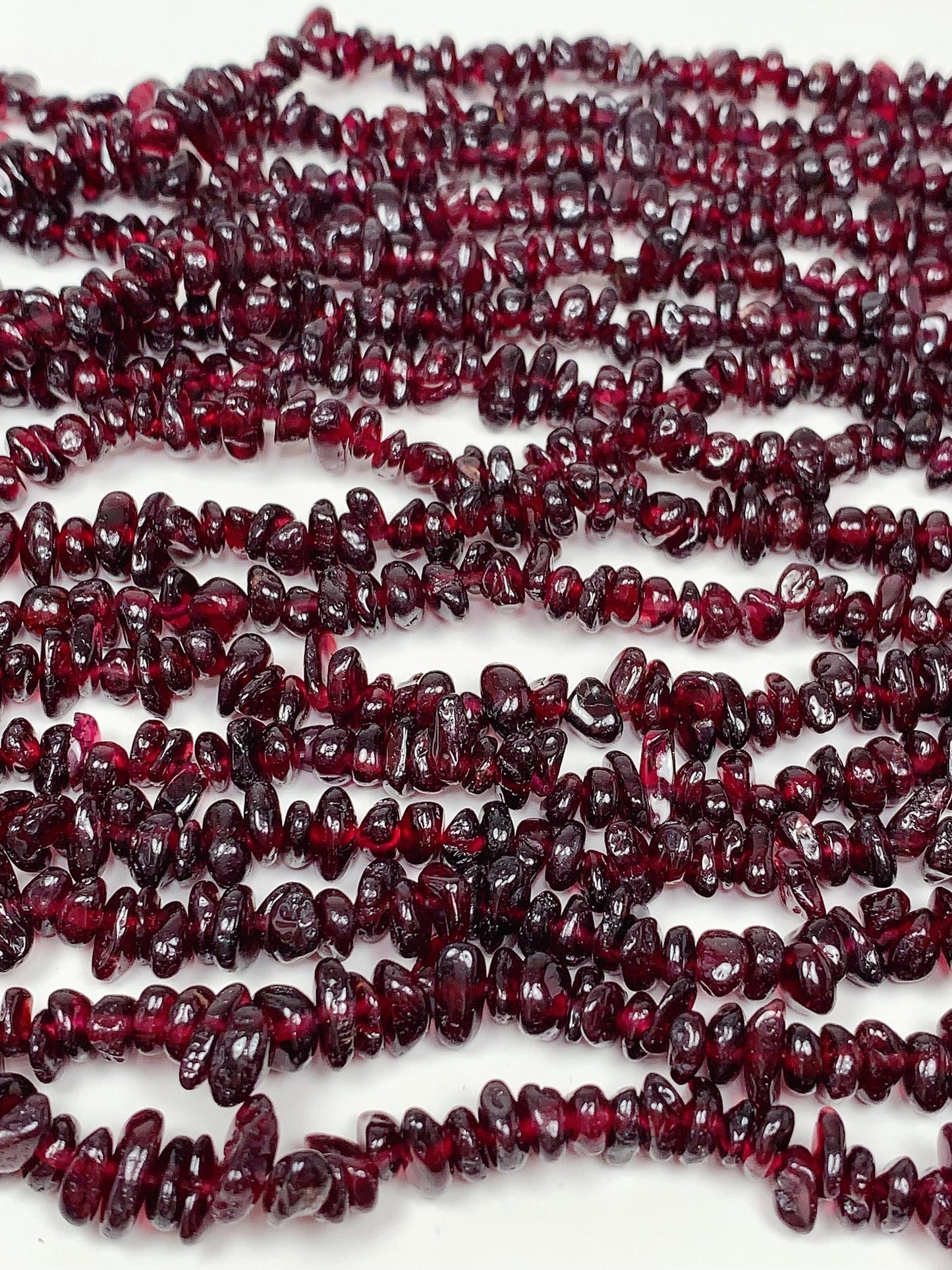 Natural Red Garnet Chip Beads: 32" DIY Jewelry Strand (7-12mm)