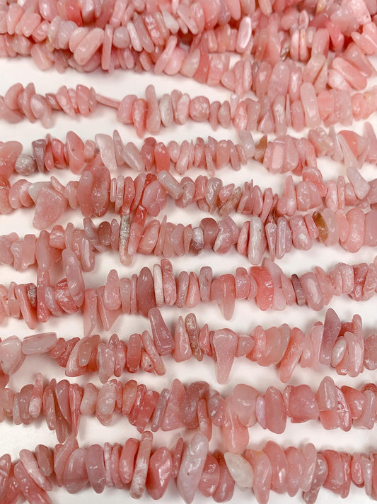 Pink Opal Chip Beads: Natural Gemstone Nuggets, 32" Strand