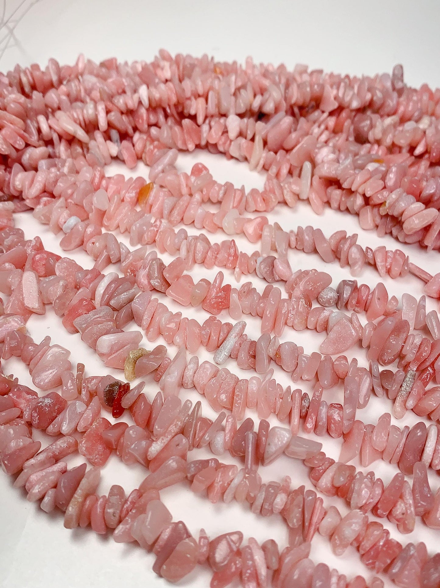 Pink Opal Chip Beads: Natural Gemstone Nuggets, 32" Strand