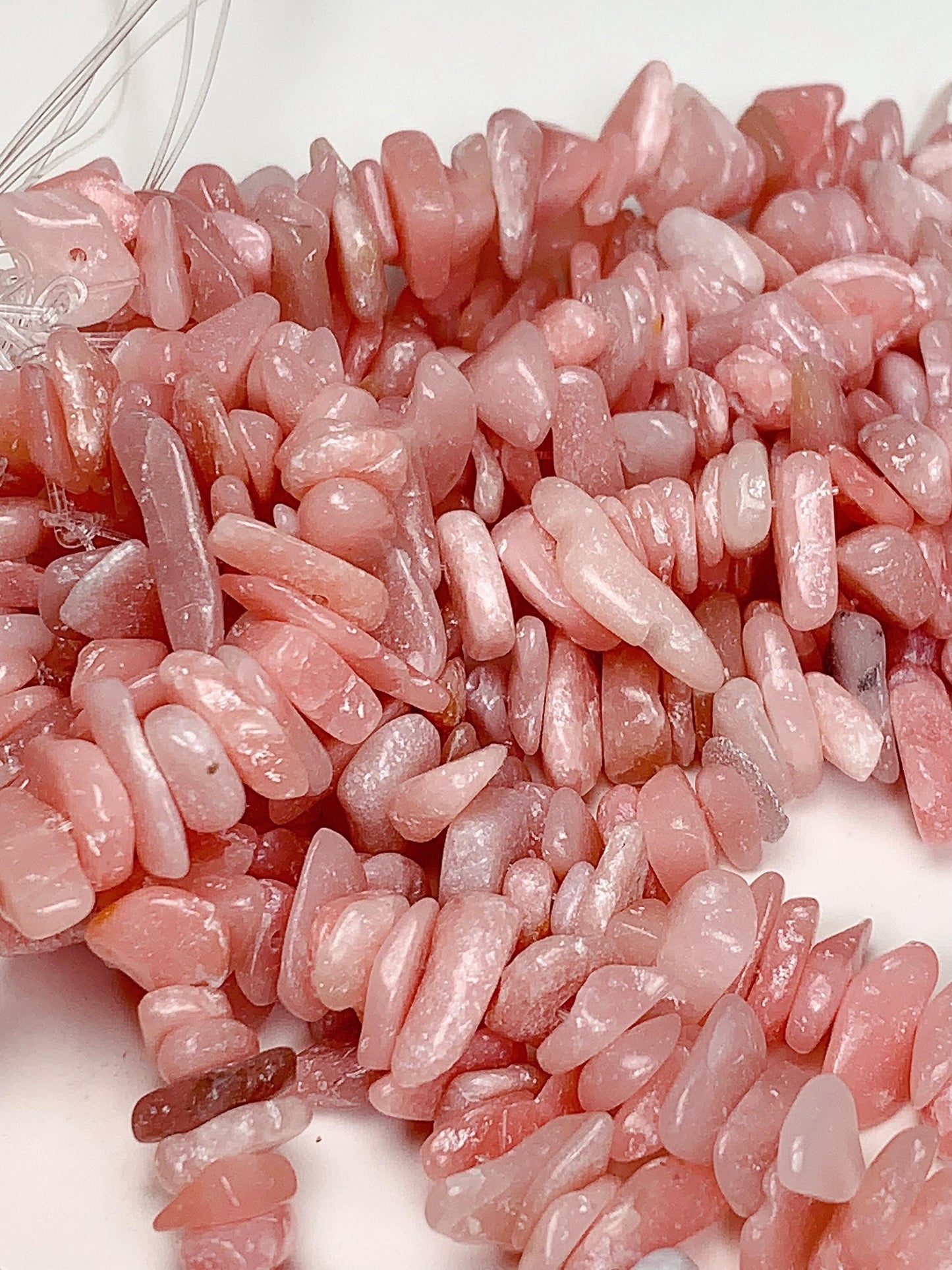 Pink Opal Chip Beads: Natural Gemstone Nuggets, 32" Strand