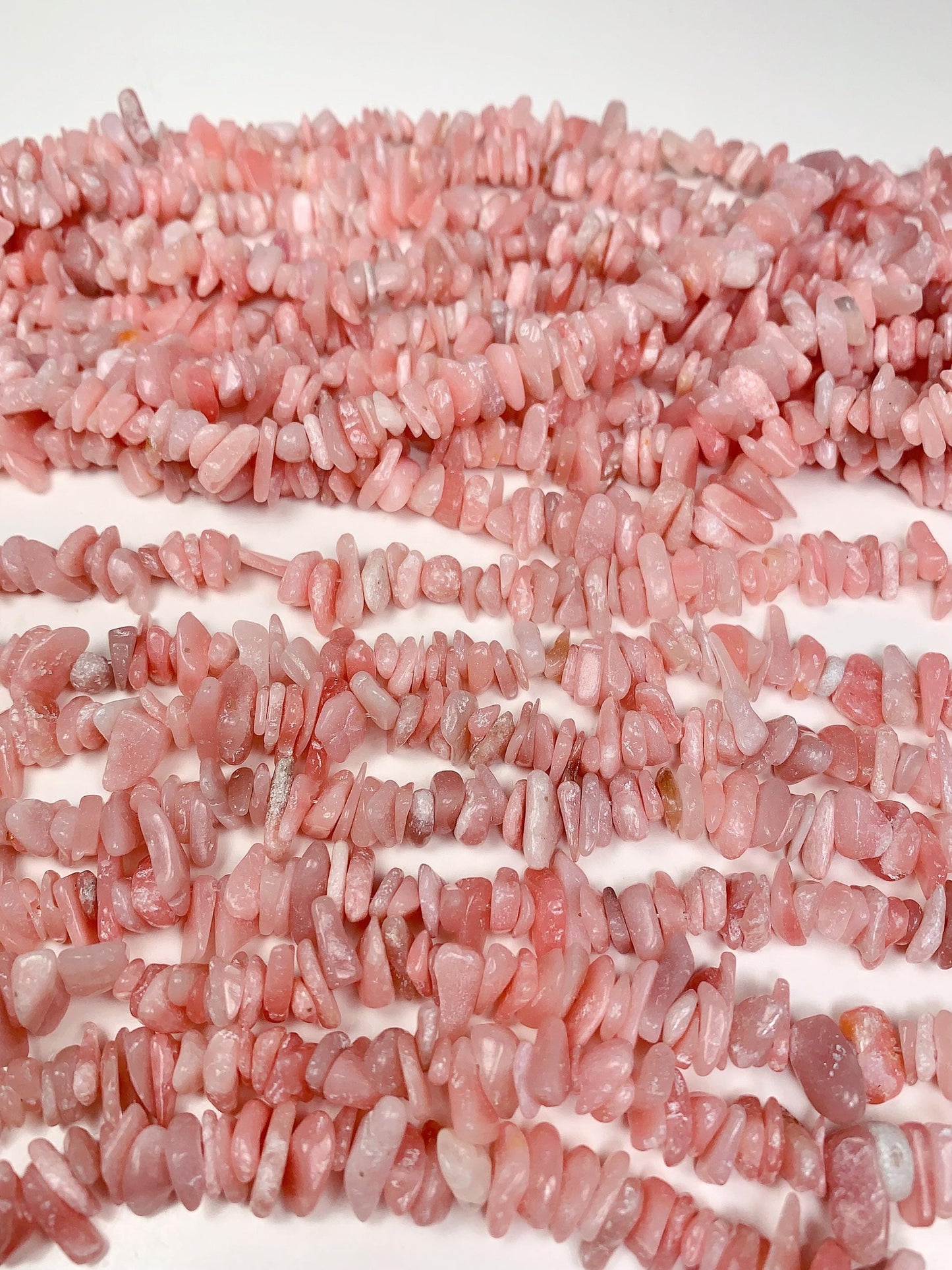 Pink Opal Chip Beads: Natural Gemstone Nuggets, 32" Strand