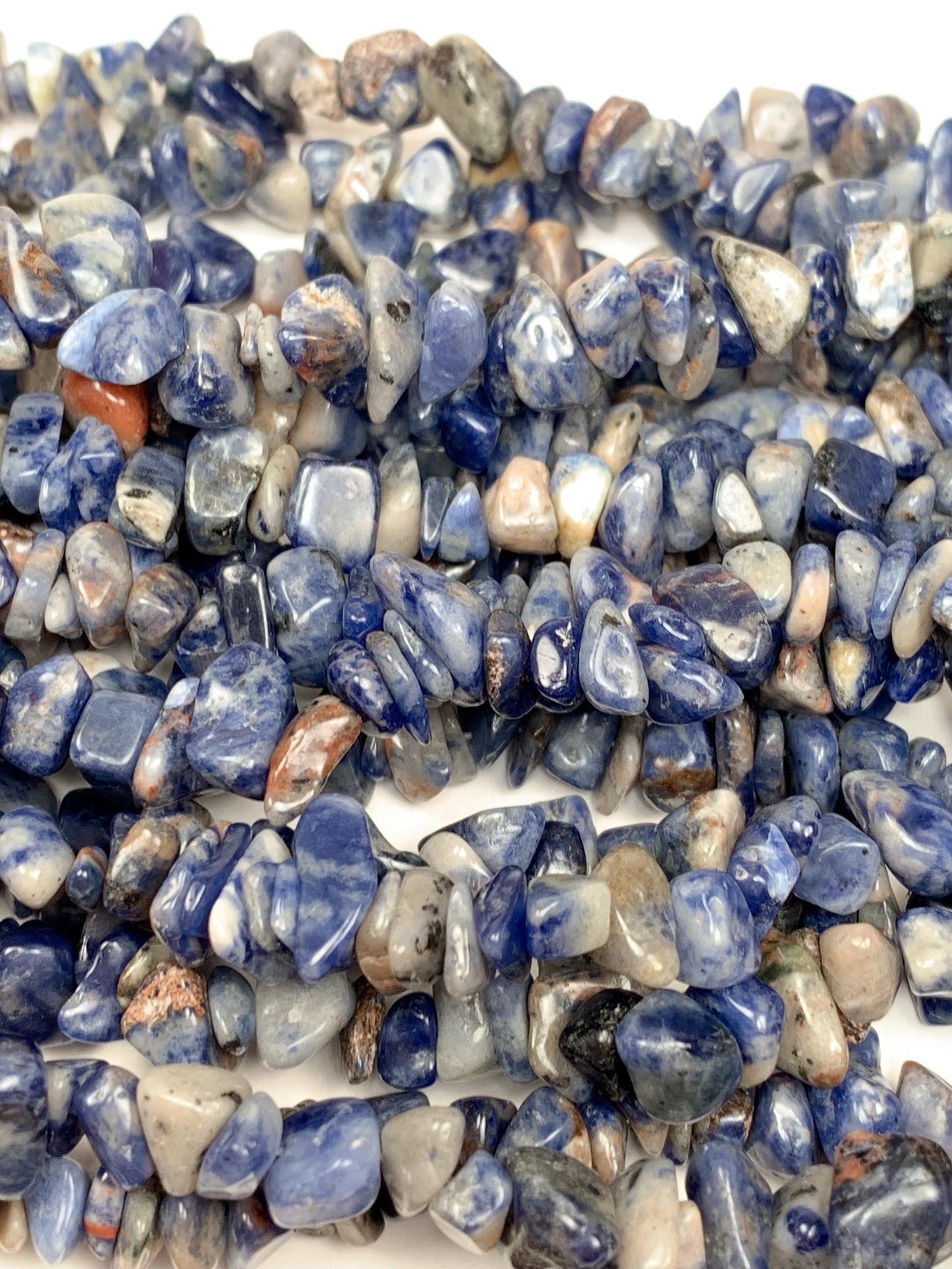 Blue Sodalite Nugget Beads: 5-12mm Irregular Gemstone Chips, 32" Strand
