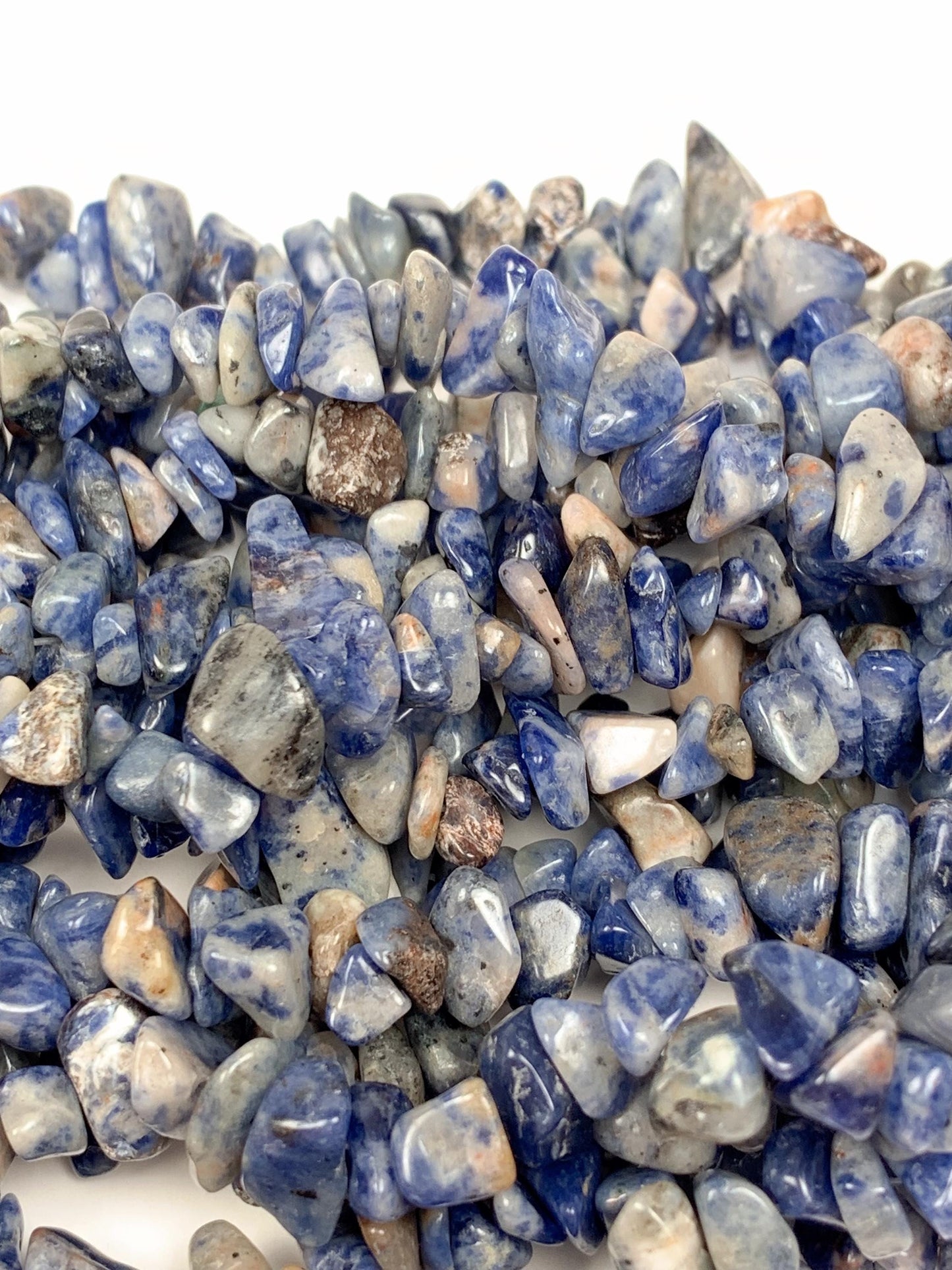 Blue Sodalite Nugget Beads: 5-12mm Irregular Gemstone Chips, 32" Strand