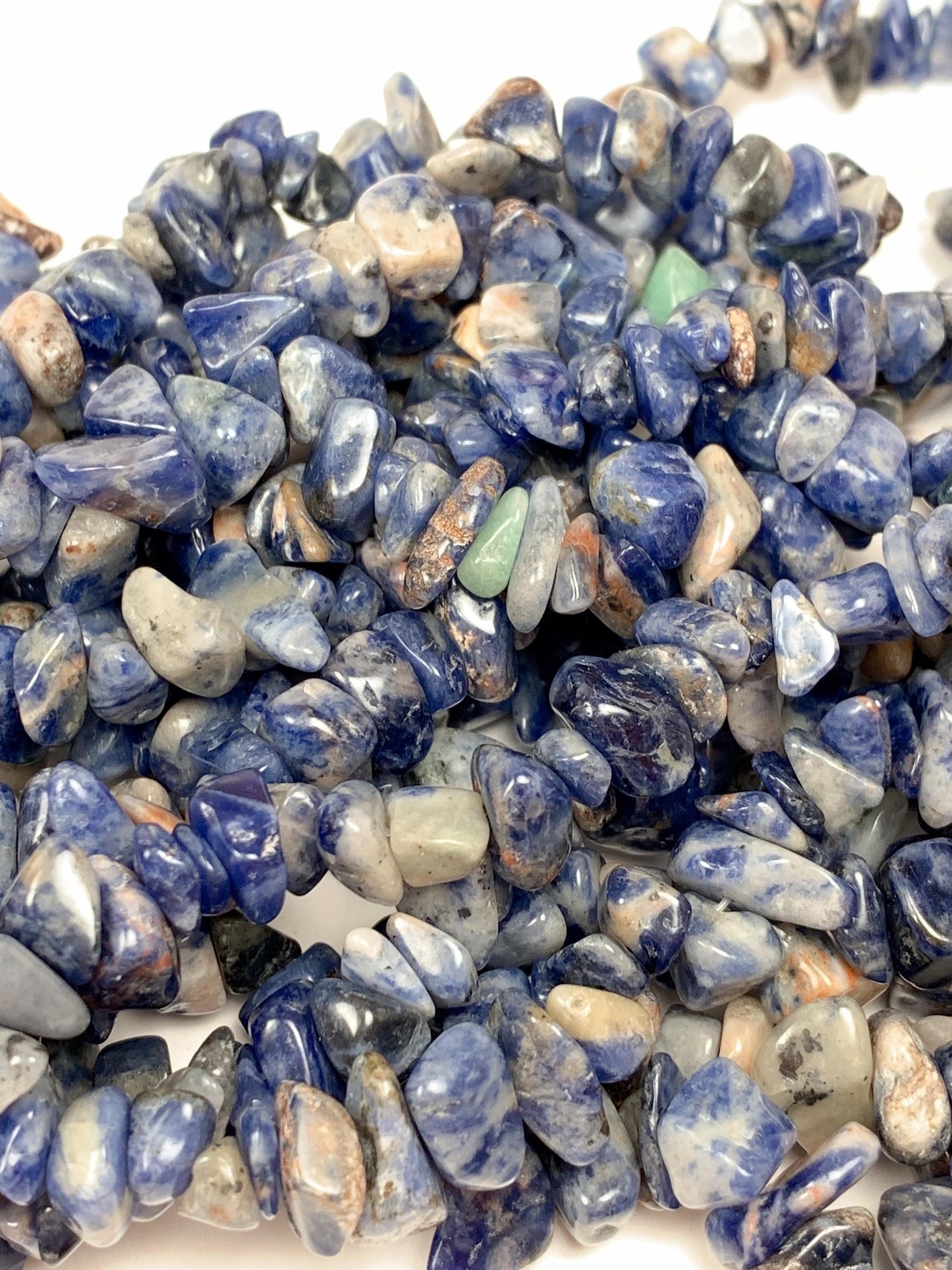 Blue Sodalite Nugget Beads: 5-12mm Irregular Gemstone Chips, 32" Strand