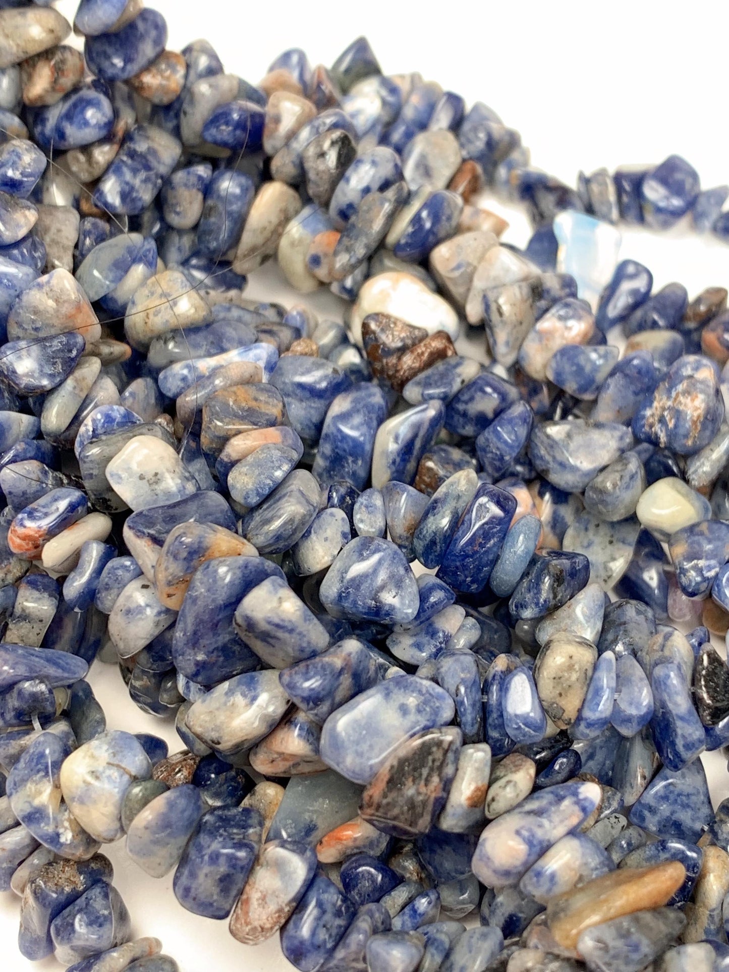 Blue Sodalite Nugget Beads: 5-12mm Irregular Gemstone Chips, 32" Strand