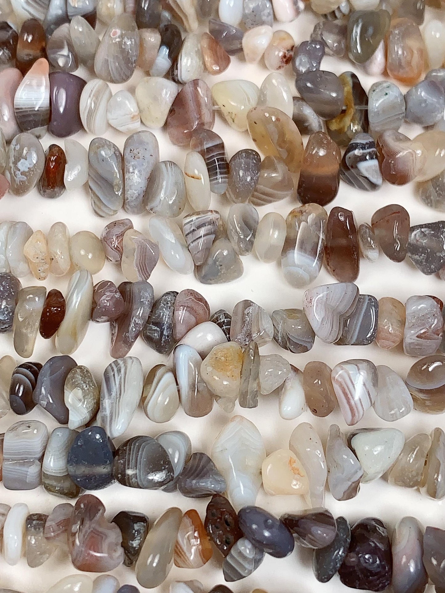 Botswana Agate Nugget Beads: Striped Gemstone Crystal, 32" Strand
