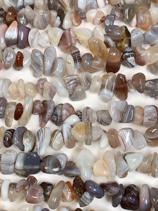 Botswana Agate Nugget Beads: Striped Gemstone Crystal, 32" Strand