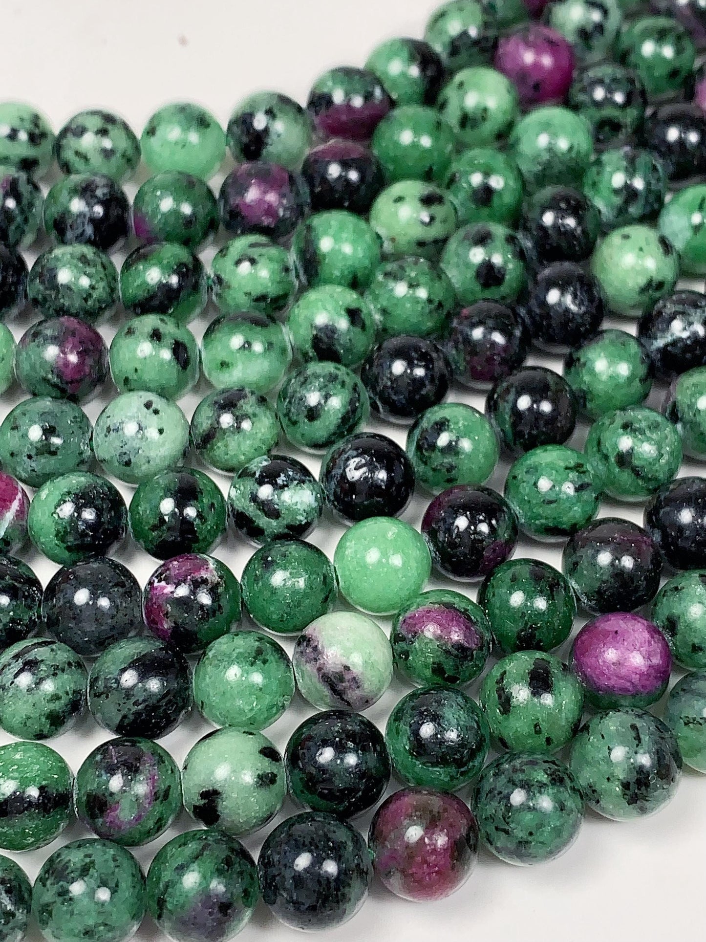Natural Ruby Zoisite Beads: Smooth Round Gemstone Strand (15.5")