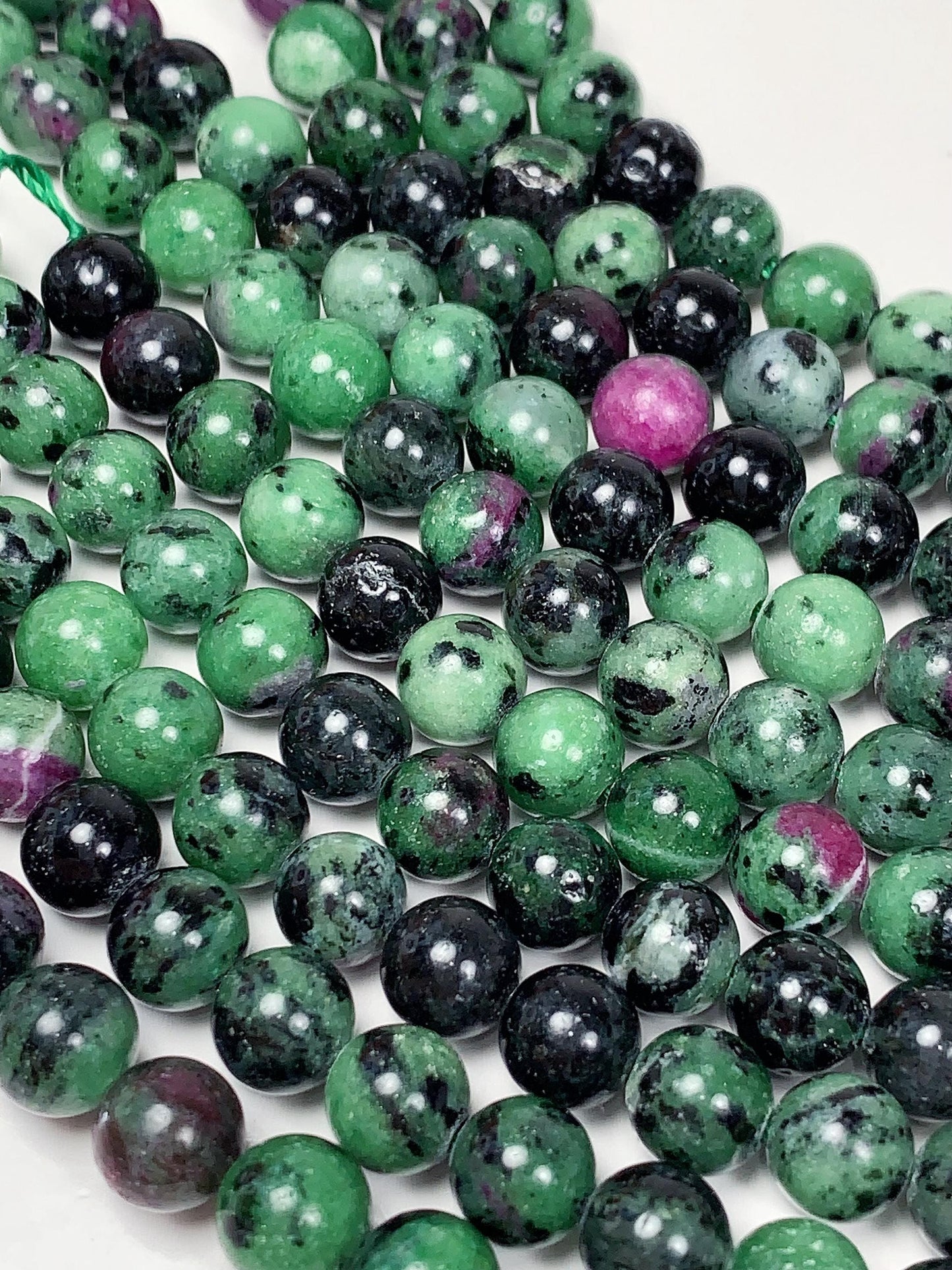 Natural Ruby Zoisite Beads: Smooth Round Gemstone Strand (15.5")
