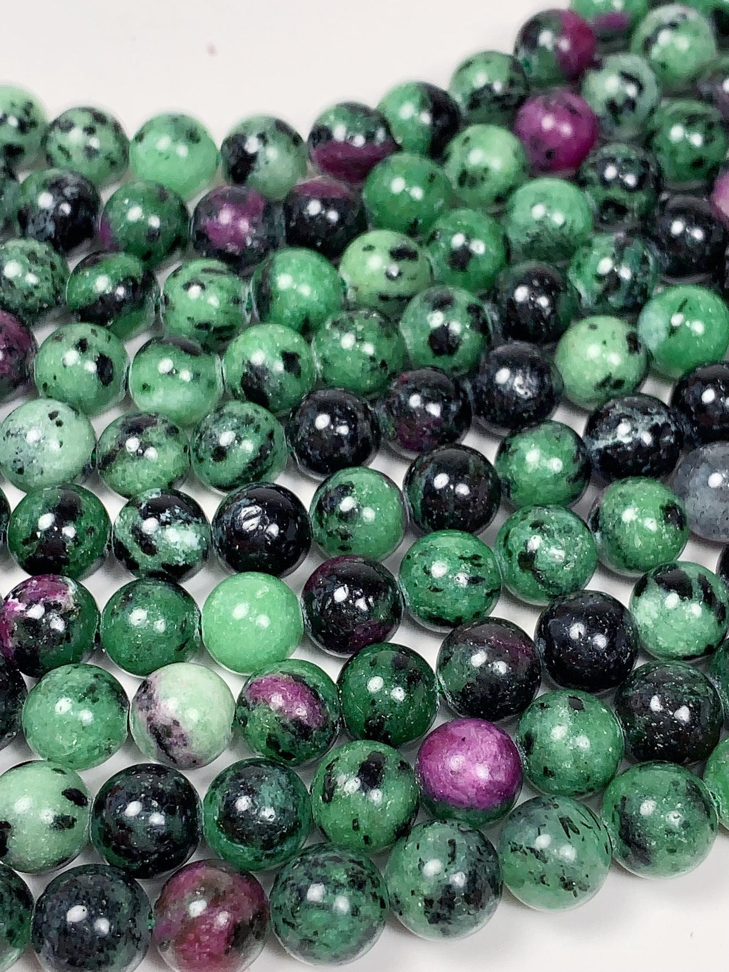 Natural Ruby Zoisite Beads: Smooth Round Gemstone Strand (15.5")