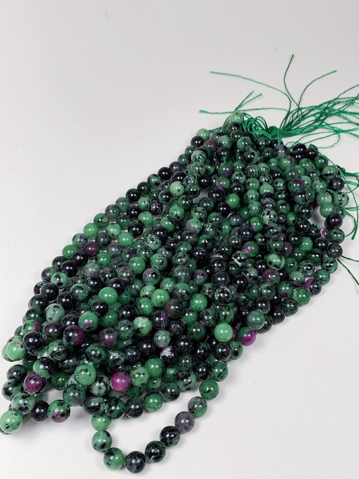 Natural Ruby Zoisite Beads: Smooth Round Gemstone Strand (15.5")