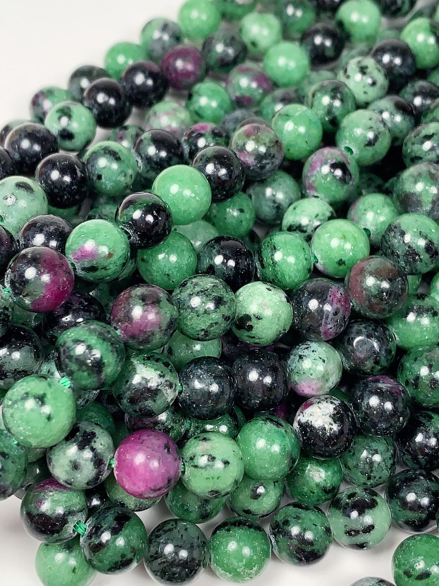 Natural Ruby Zoisite Beads: Smooth Round Gemstone Strand (15.5")