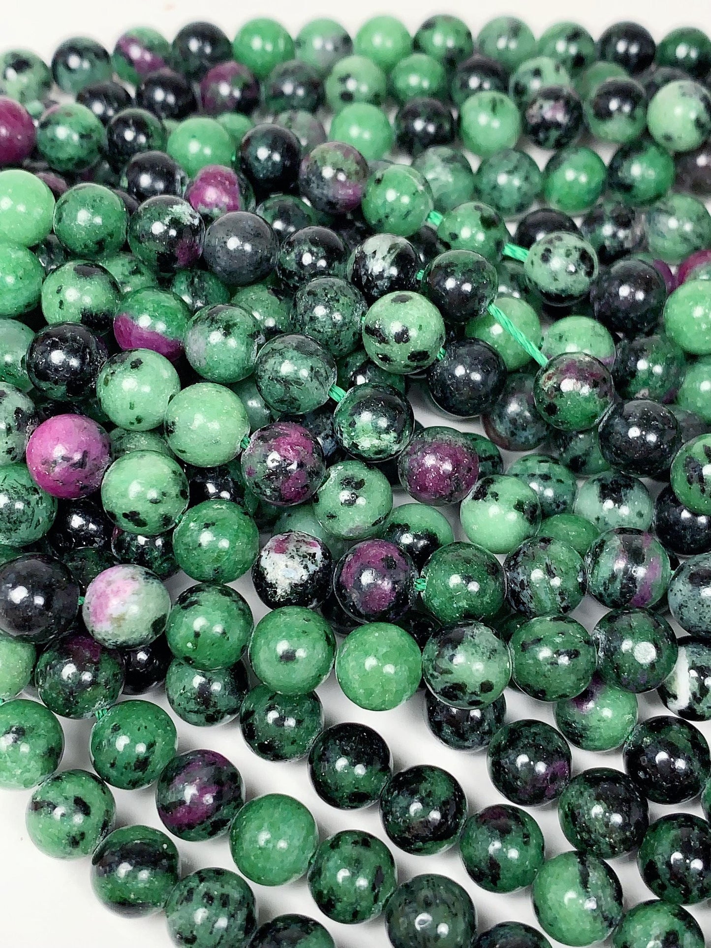 Natural Ruby Zoisite Beads: Smooth Round Gemstone Strand (15.5")