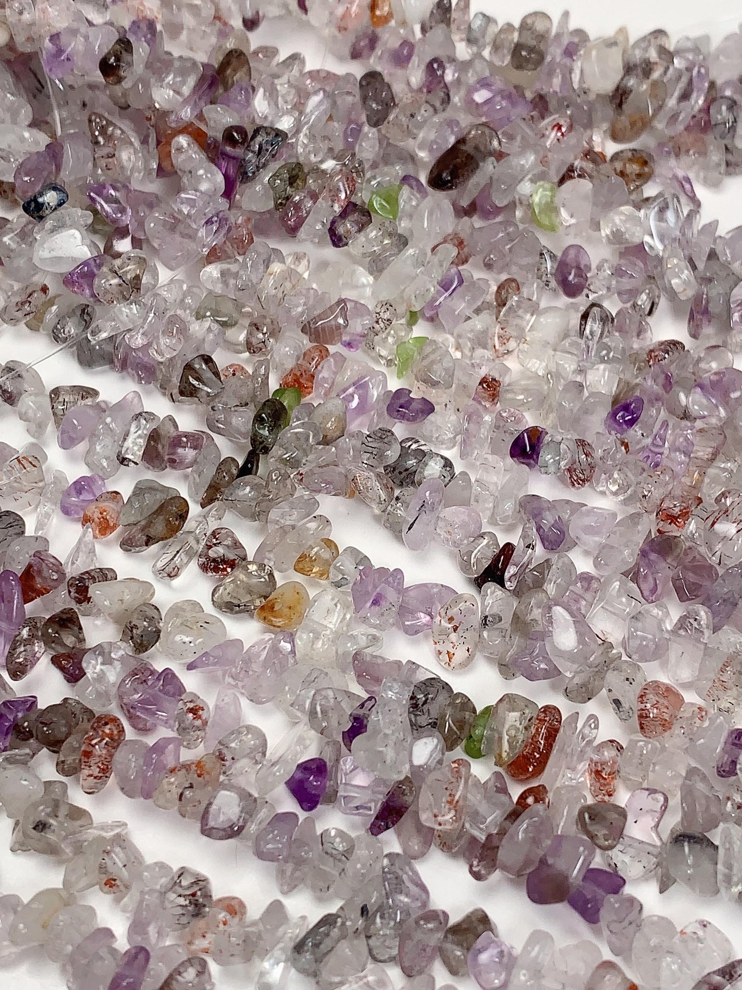 Super Seven Quartz Chip Beads: Natural Gemstone Nugget Strand (32")