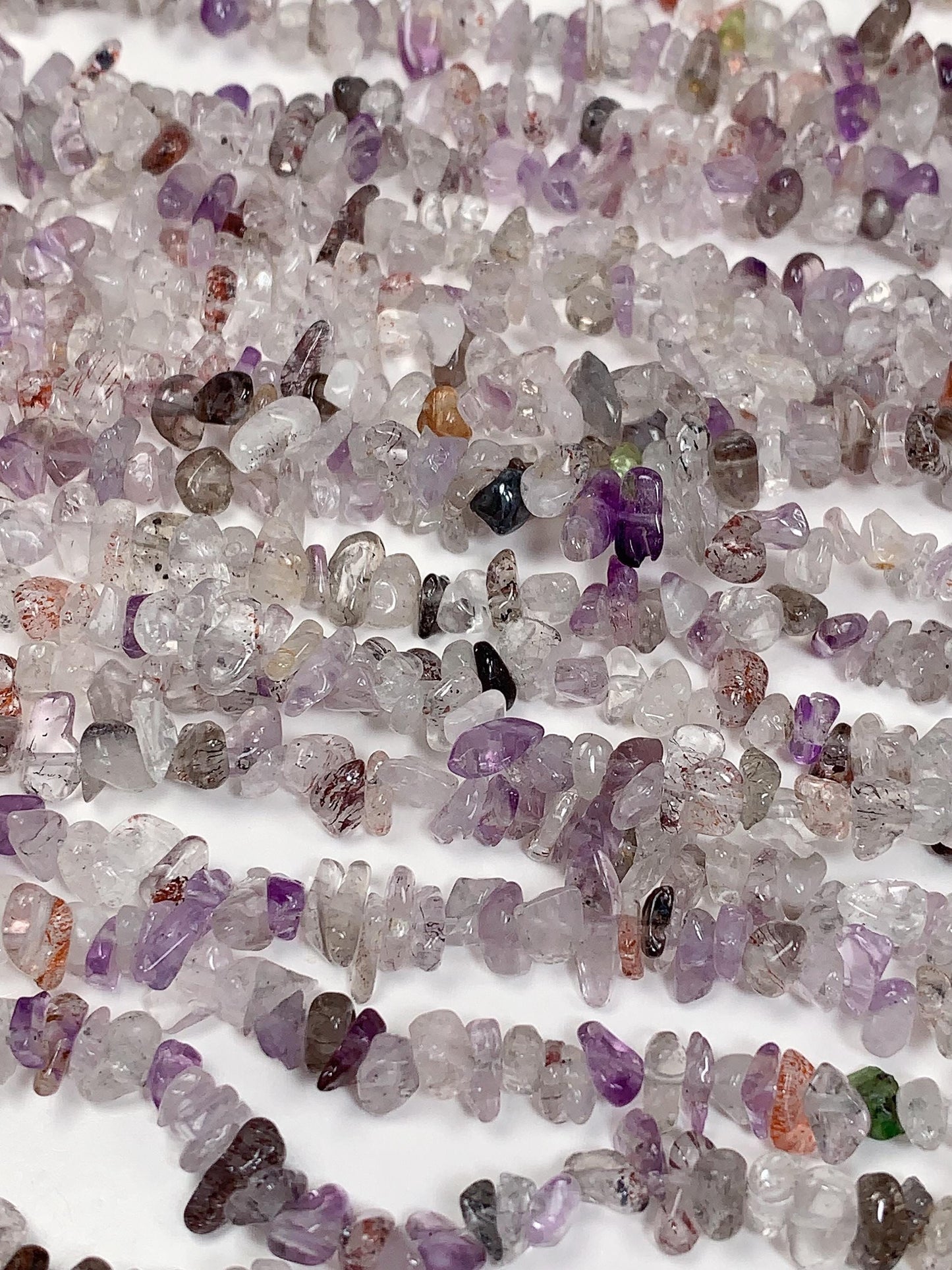Super Seven Quartz Chip Beads: Natural Gemstone Nugget Strand (32")