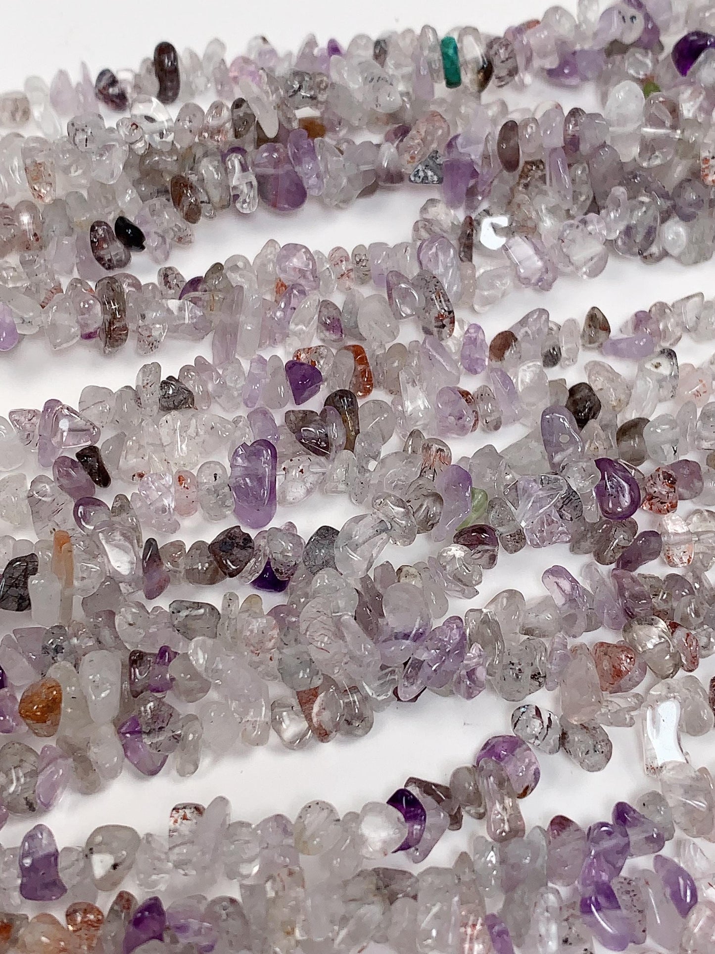 Super Seven Quartz Chip Beads: Natural Gemstone Nugget Strand (32")