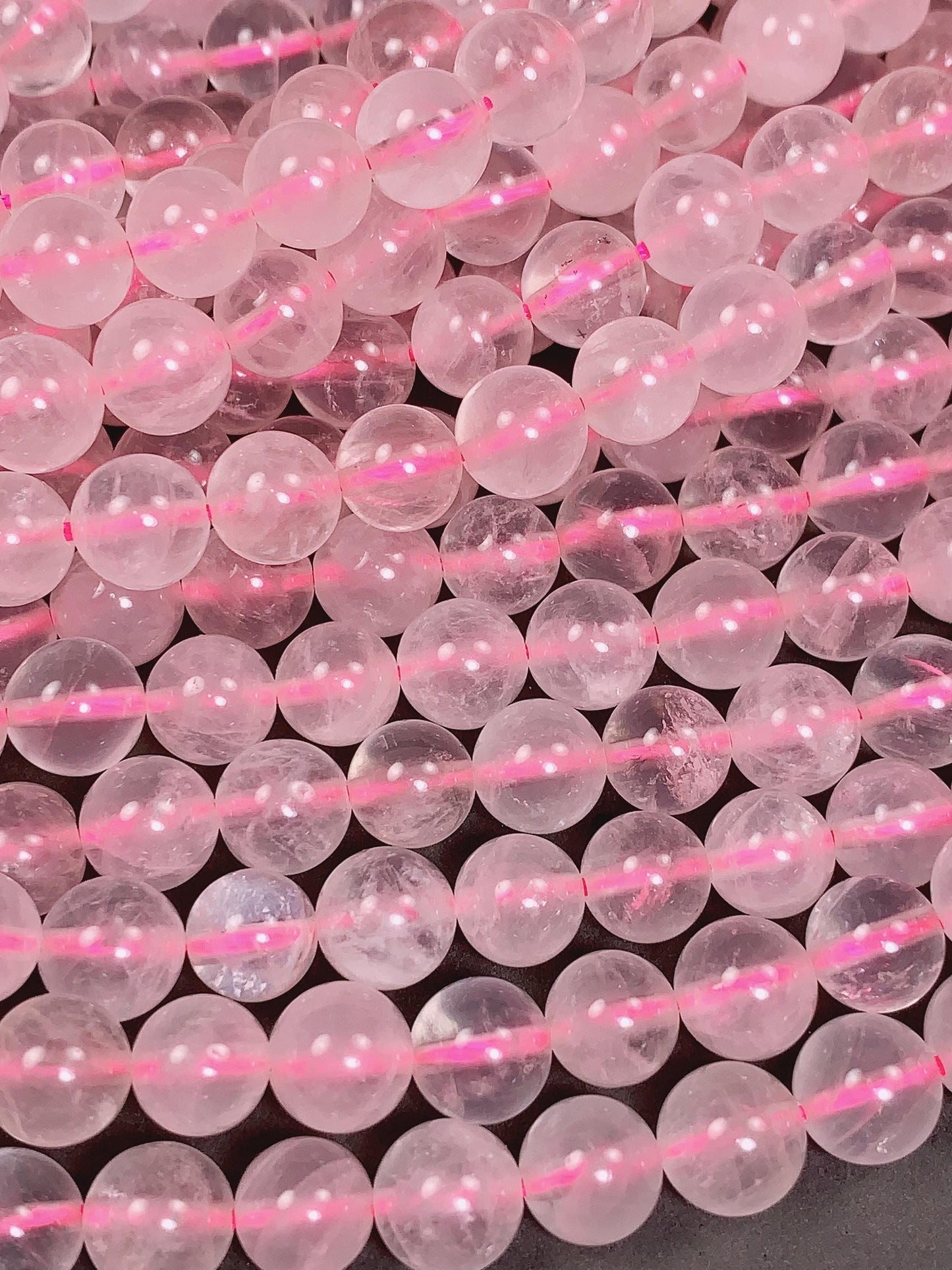 AAA Rose Quartz Transparent Beads Genuine Natural Pink Gemstone Strand (15")