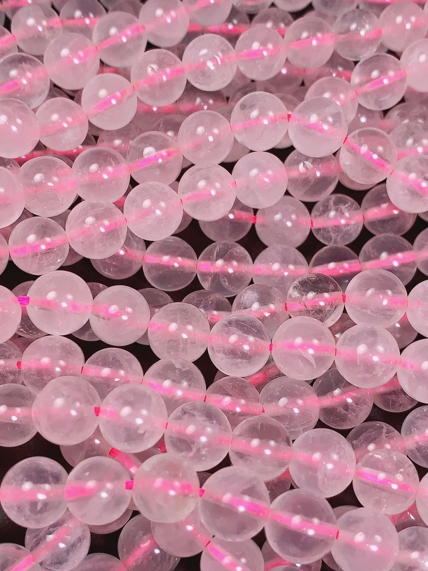 AAA Rose Quartz Transparent Beads Genuine Natural Pink Gemstone Strand (15")