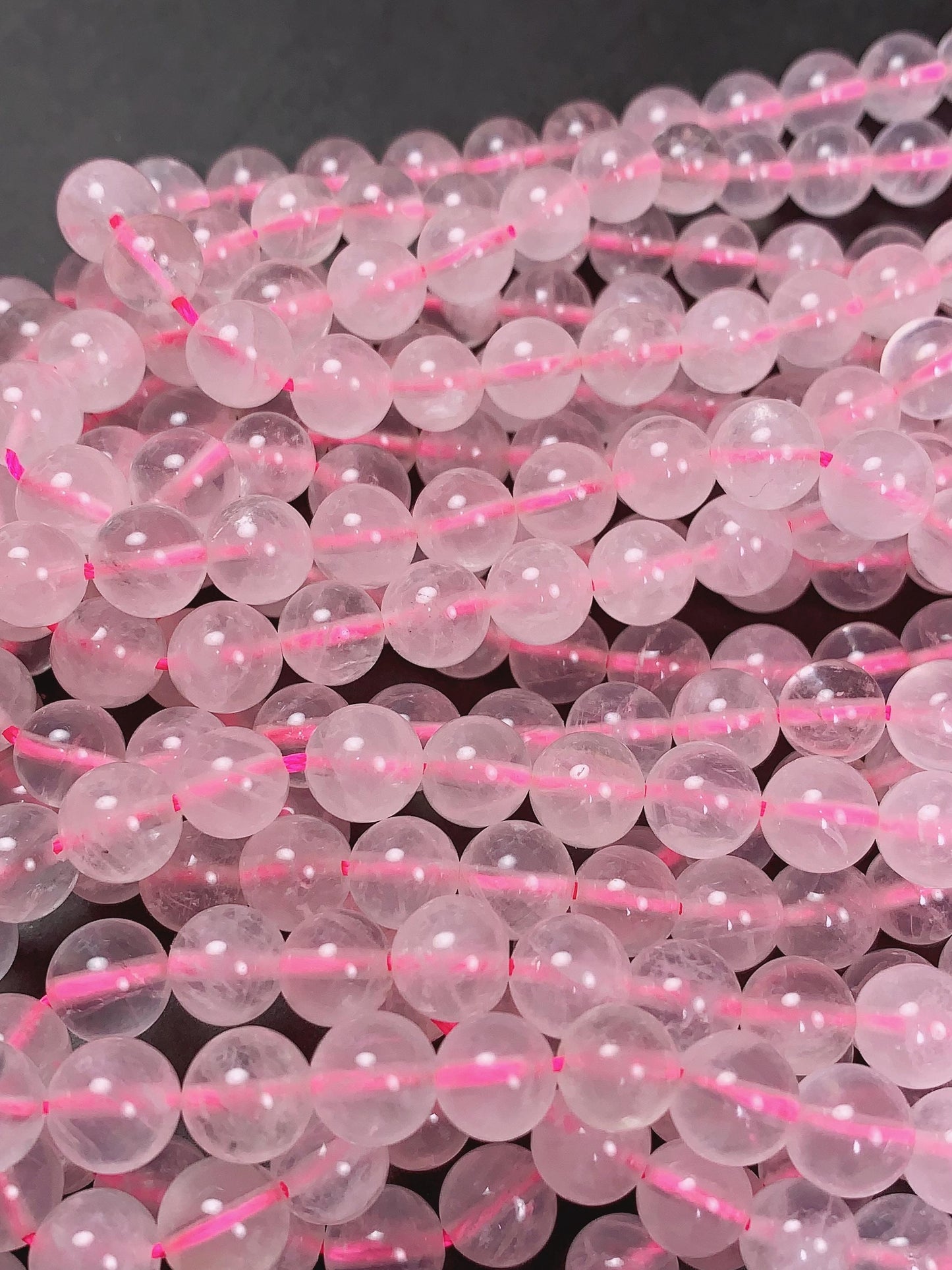 AAA Rose Quartz Transparent Beads Genuine Natural Pink Gemstone Strand (15")