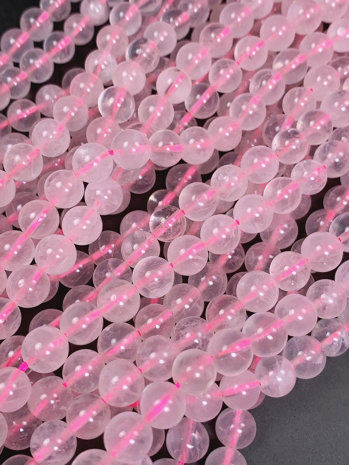 AAA Rose Quartz Transparent Beads Genuine Natural Pink Gemstone Strand (15")