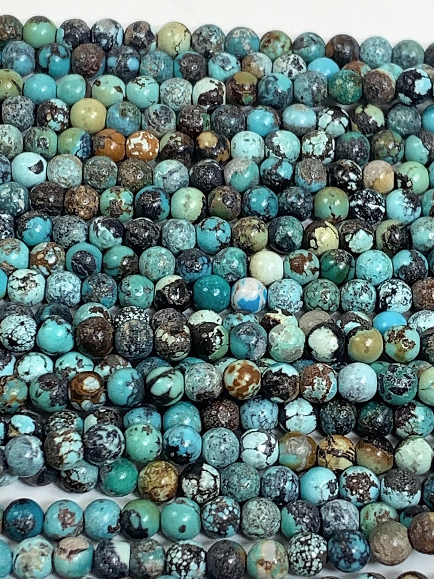Natural Turquoise Round Beads: Blue & Brown Gemstone Strand (2mm 3mm 4mm)