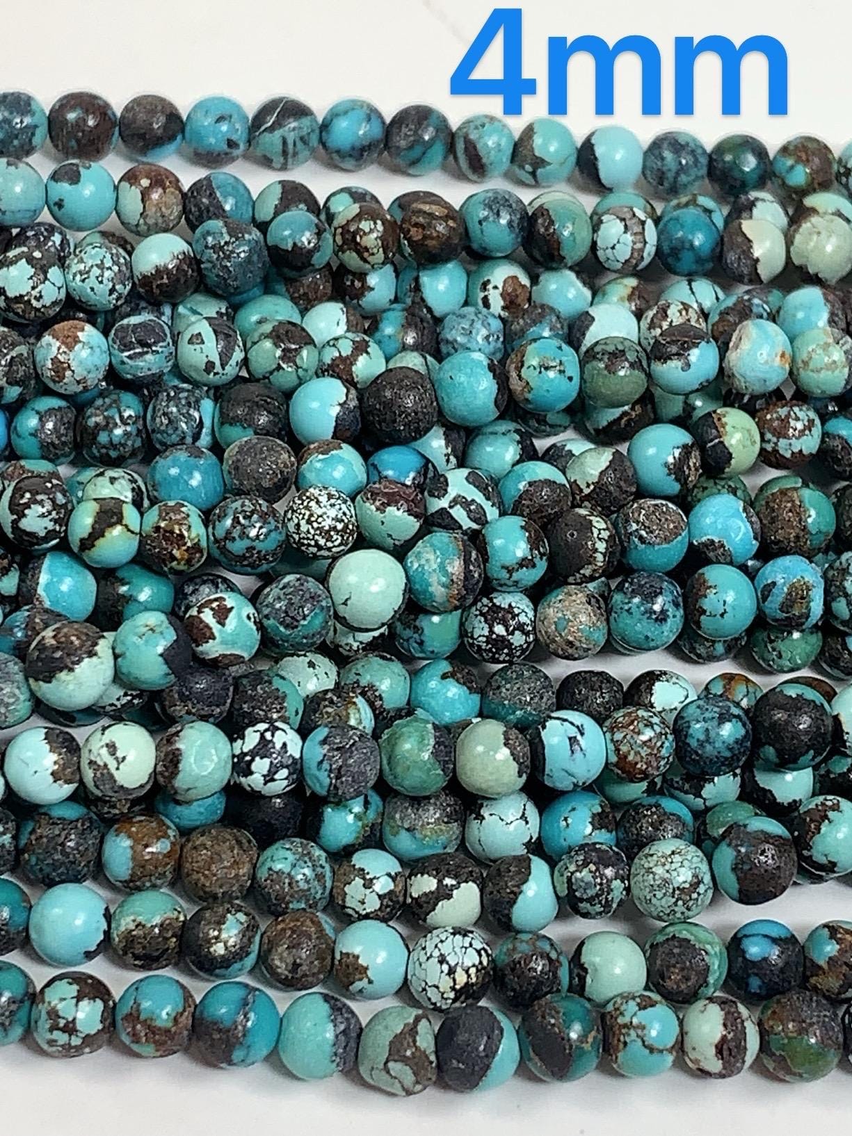 Natural Turquoise Round Beads: Blue & Brown Gemstone Strand (2mm 3mm 4mm)