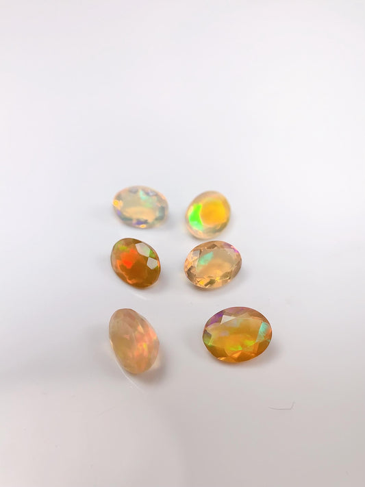 6x8mm Natural Rainbow Opal Gemstone: Faceted Oval Cut
