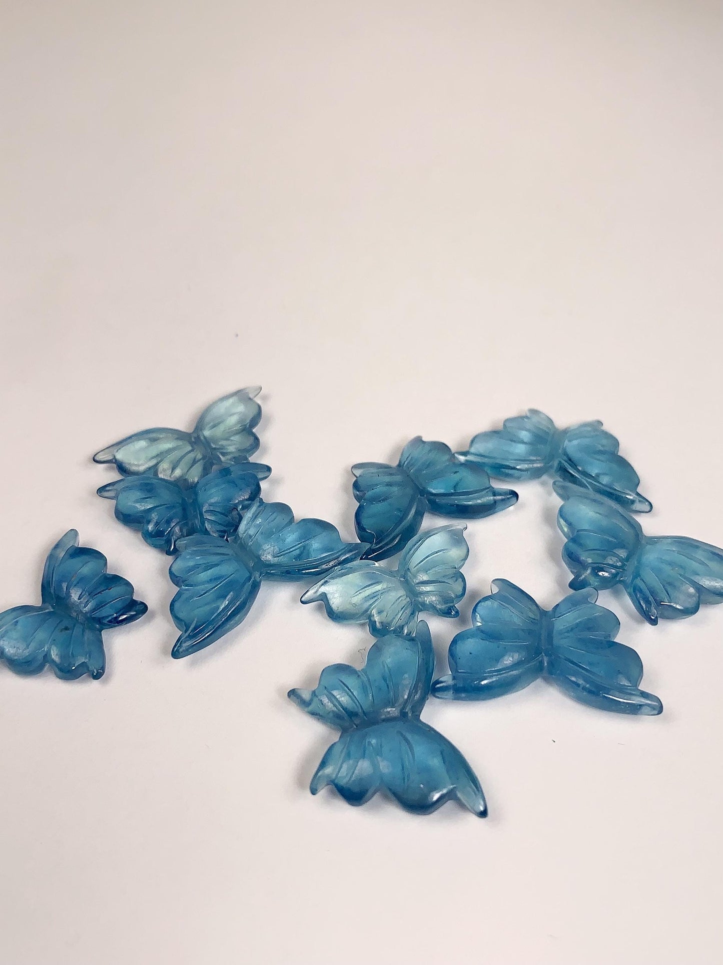 Natural Aquamarine Butterfly Beads: Loose Gemstone DIY (19mm-22mm)