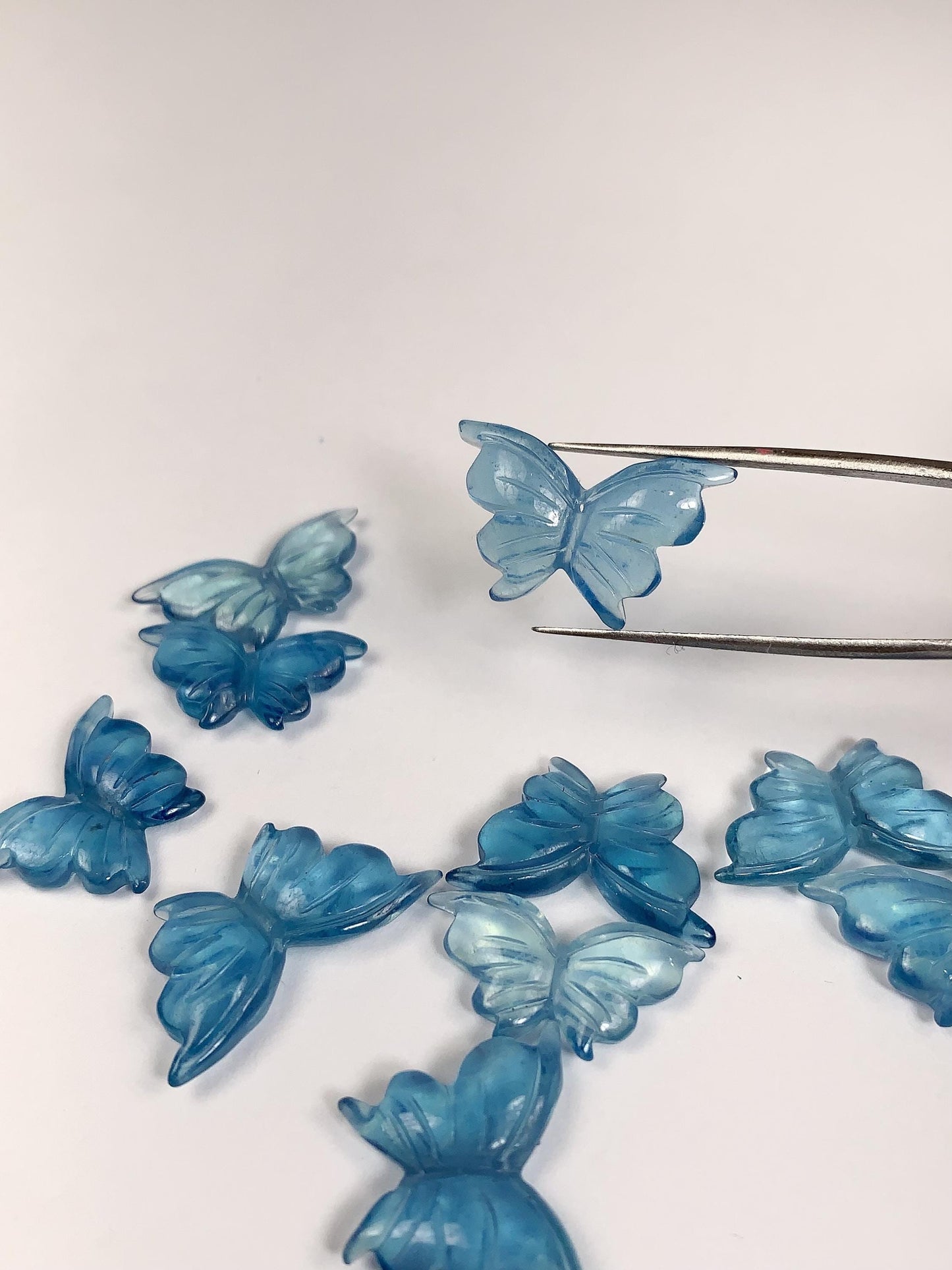 Natural Aquamarine Butterfly Beads: Loose Gemstone DIY (19mm-22mm)