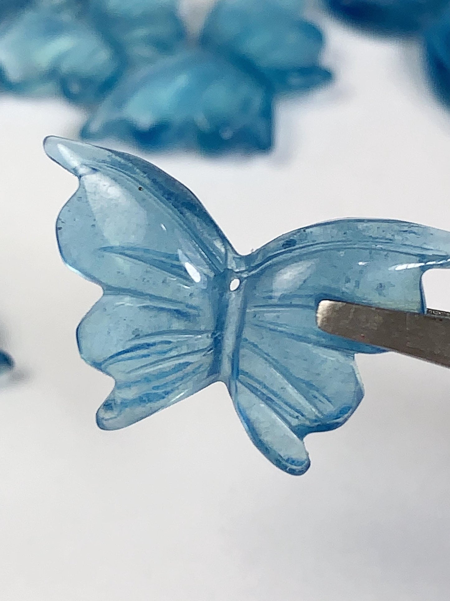 Natural Aquamarine Butterfly Beads: Loose Gemstone DIY (19mm-22mm)
