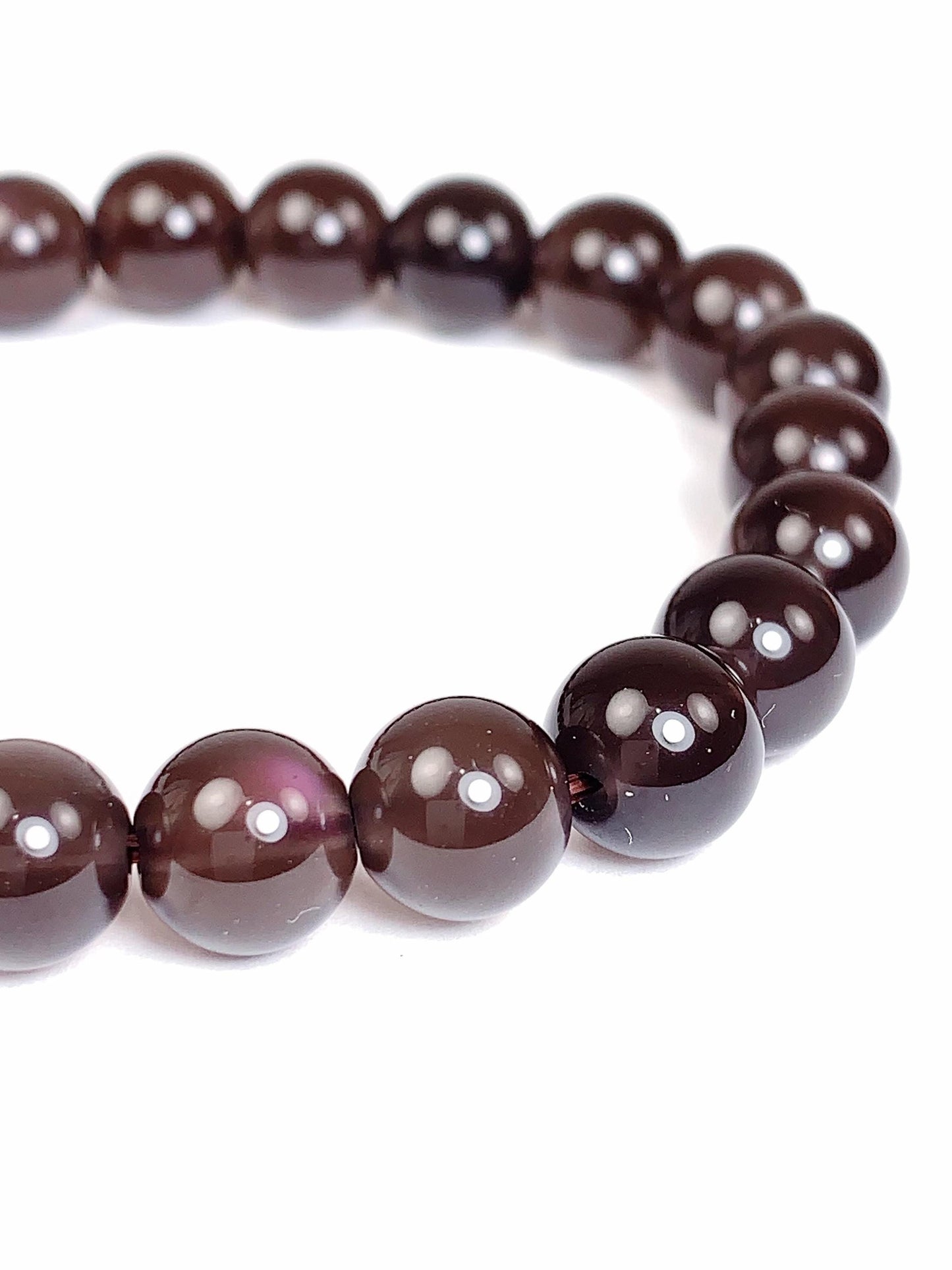 Rainbow Obsidian Bracelet: Natural Gemstone Stretch Bracelet (8mm)