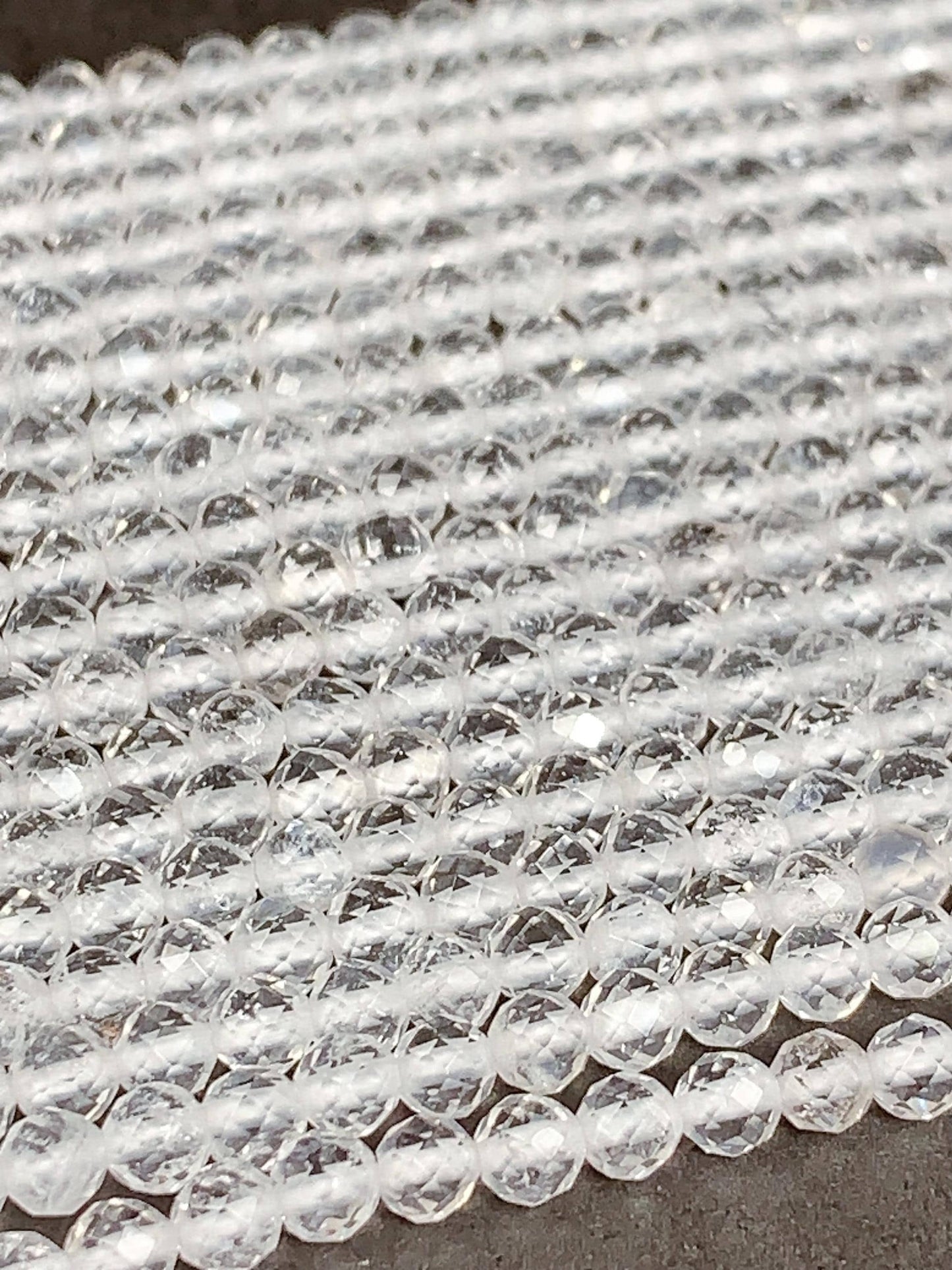 AAA White Clear Quartz Crystal Faceted Round Beads: Natural Gemstone Strand 15.5 (2mm 3mm 4mm)