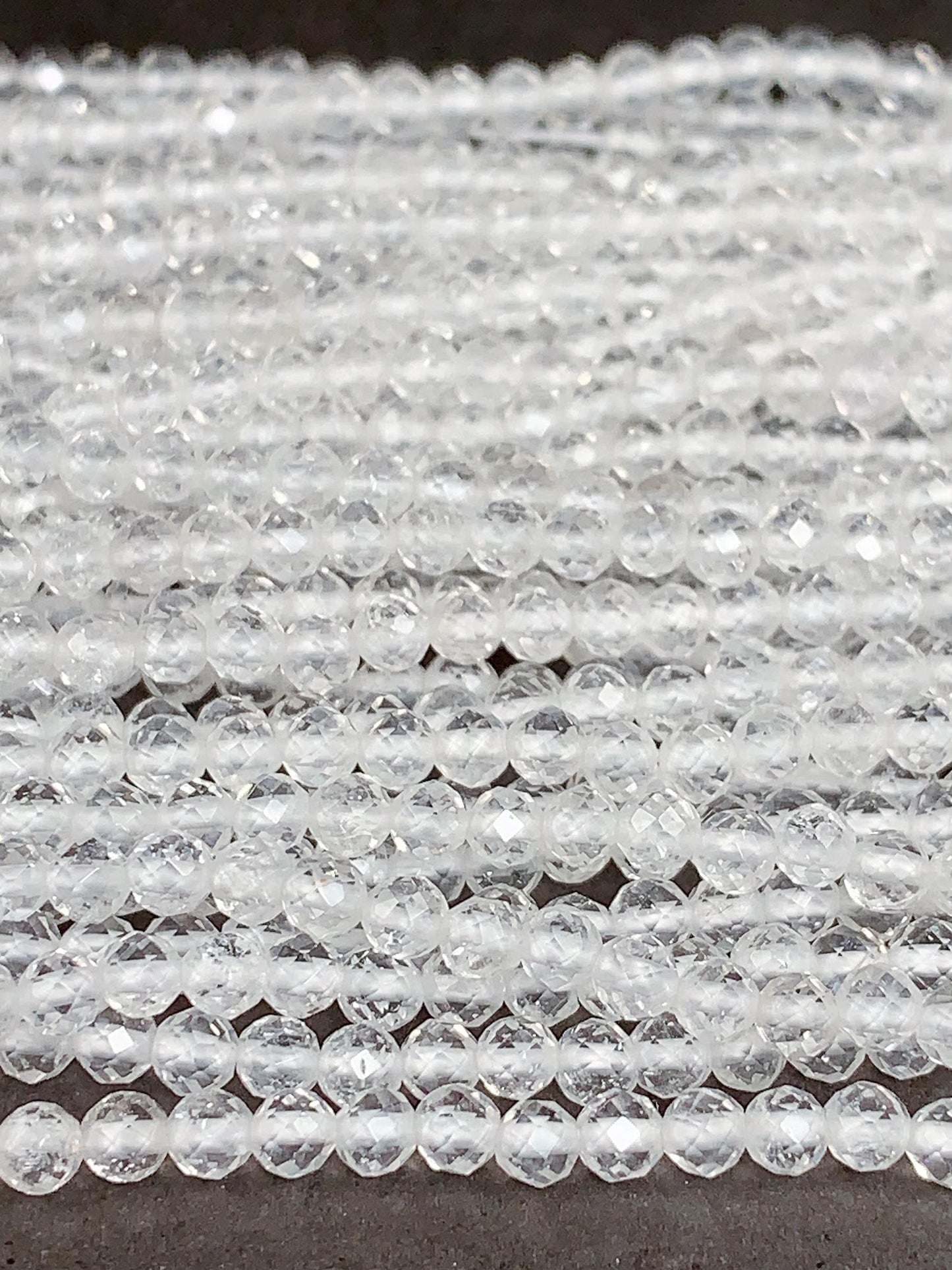 AAA White Clear Quartz Crystal Faceted Round Beads: Natural Gemstone Strand 15.5 (2mm 3mm 4mm)