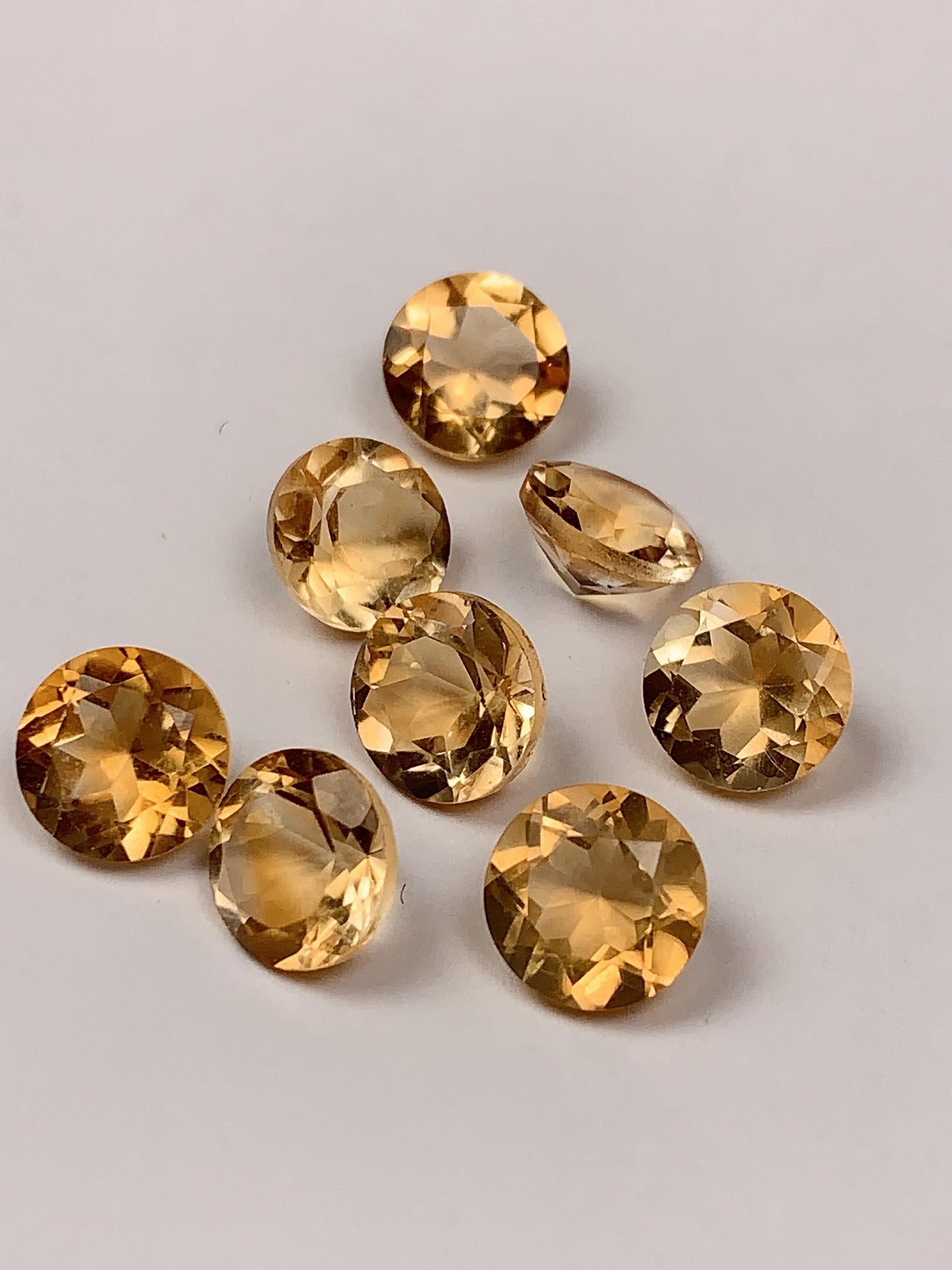 8mm Grade AAA Genuine Natural Yellow Citrine Loose Gems Gemstone faceted round cut