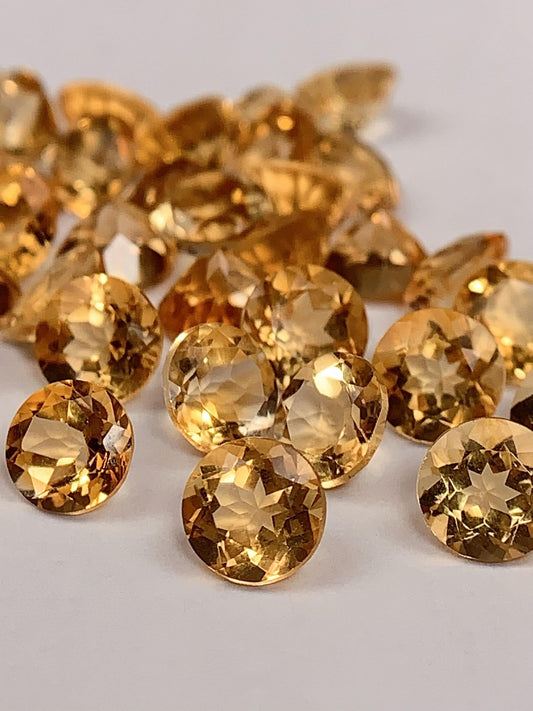 6mm Grade AAA Genuine Natural Yellow Citrine Loose Gems Gemstone faceted round cut