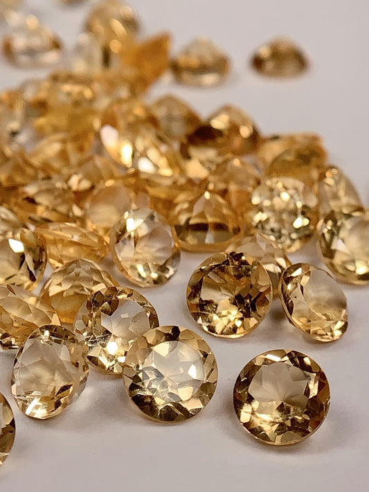 6mm Grade AAA Genuine Natural light Yellow Citrine Loose Gems Gemstone faceted round cut