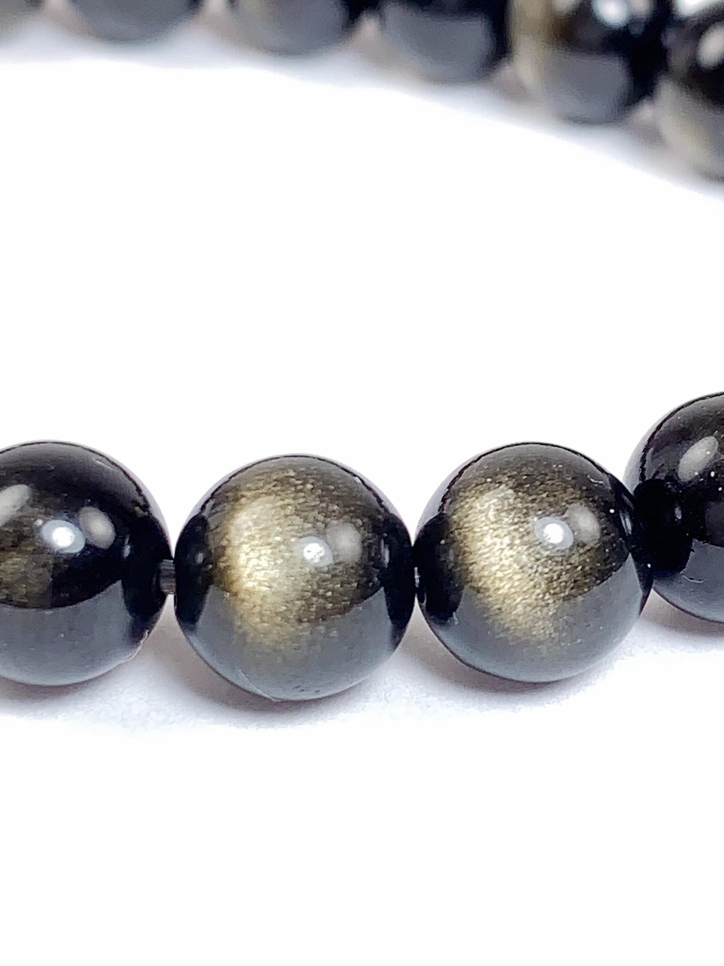 Black Gold Obsidian Bracelet: Natural Cat Eye Gemstone, 8mm
