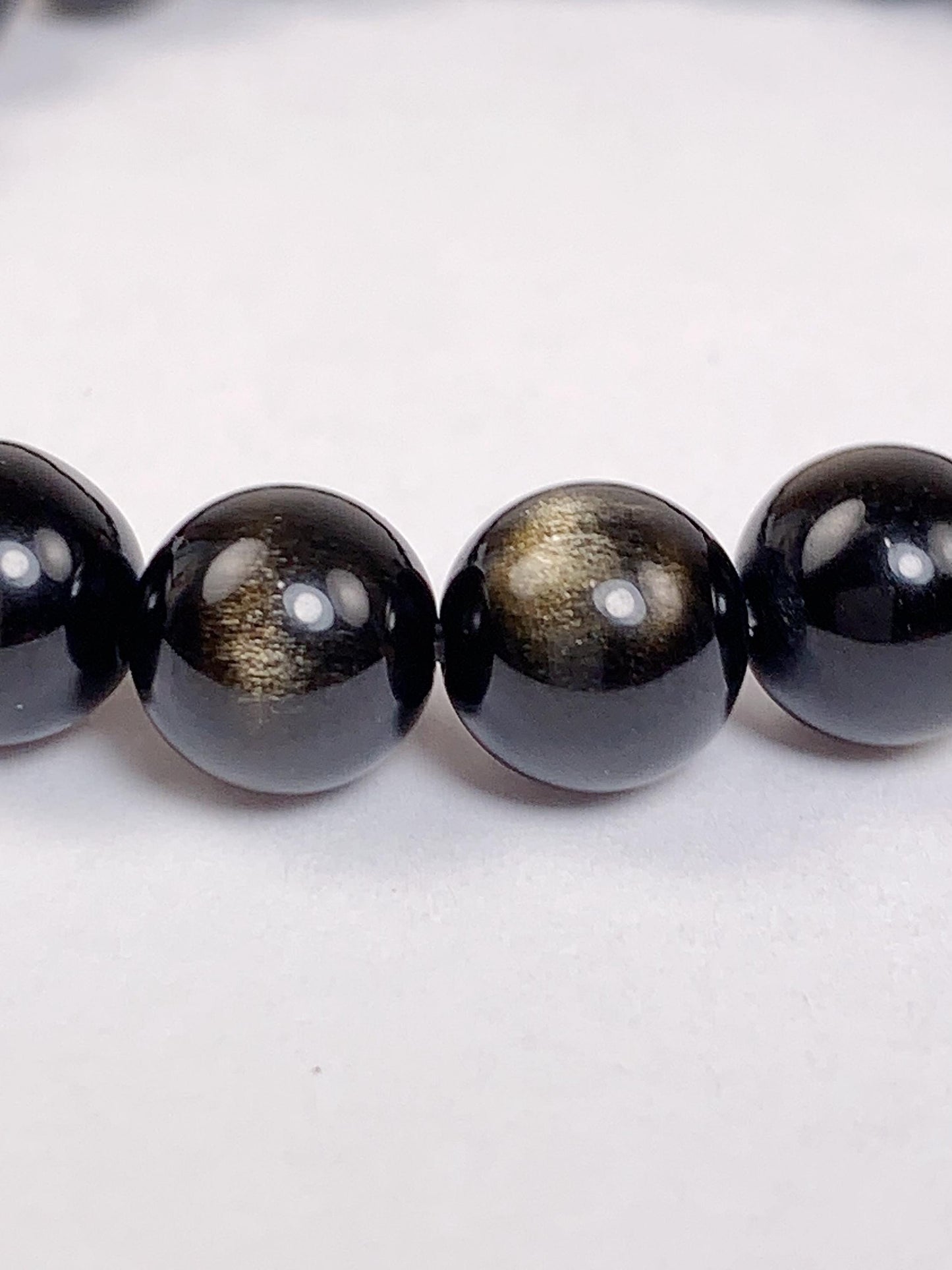 Black Gold Obsidian Bracelet: Natural Cat Eye Gemstone, 8mm