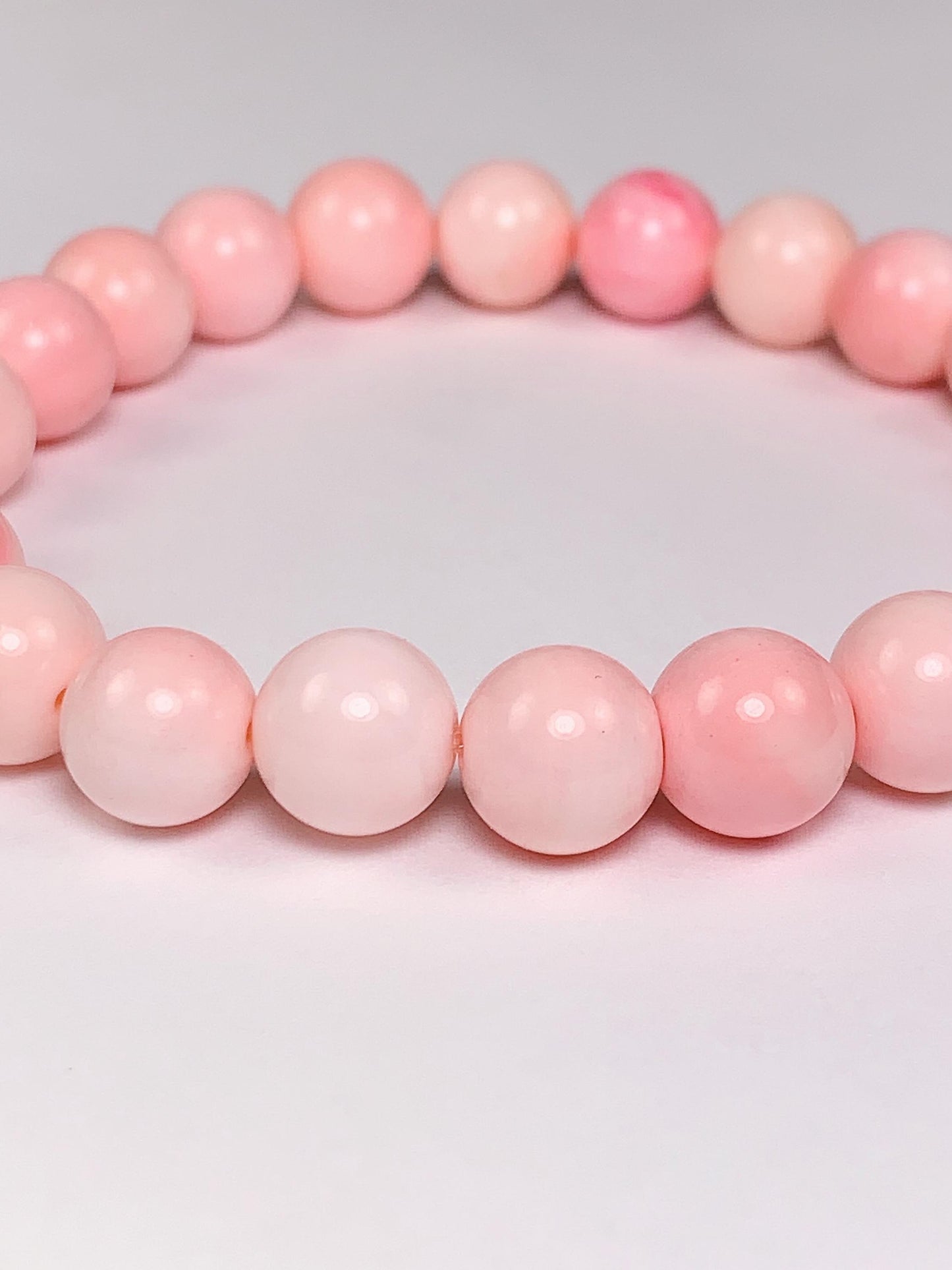 No Dyed High Quality Pink Queen Conch Stretch Bracelet: Natural Gemstone Stretch Bracelet (6mm 8mm 10mm 12mm 14mm ) Smooth Round