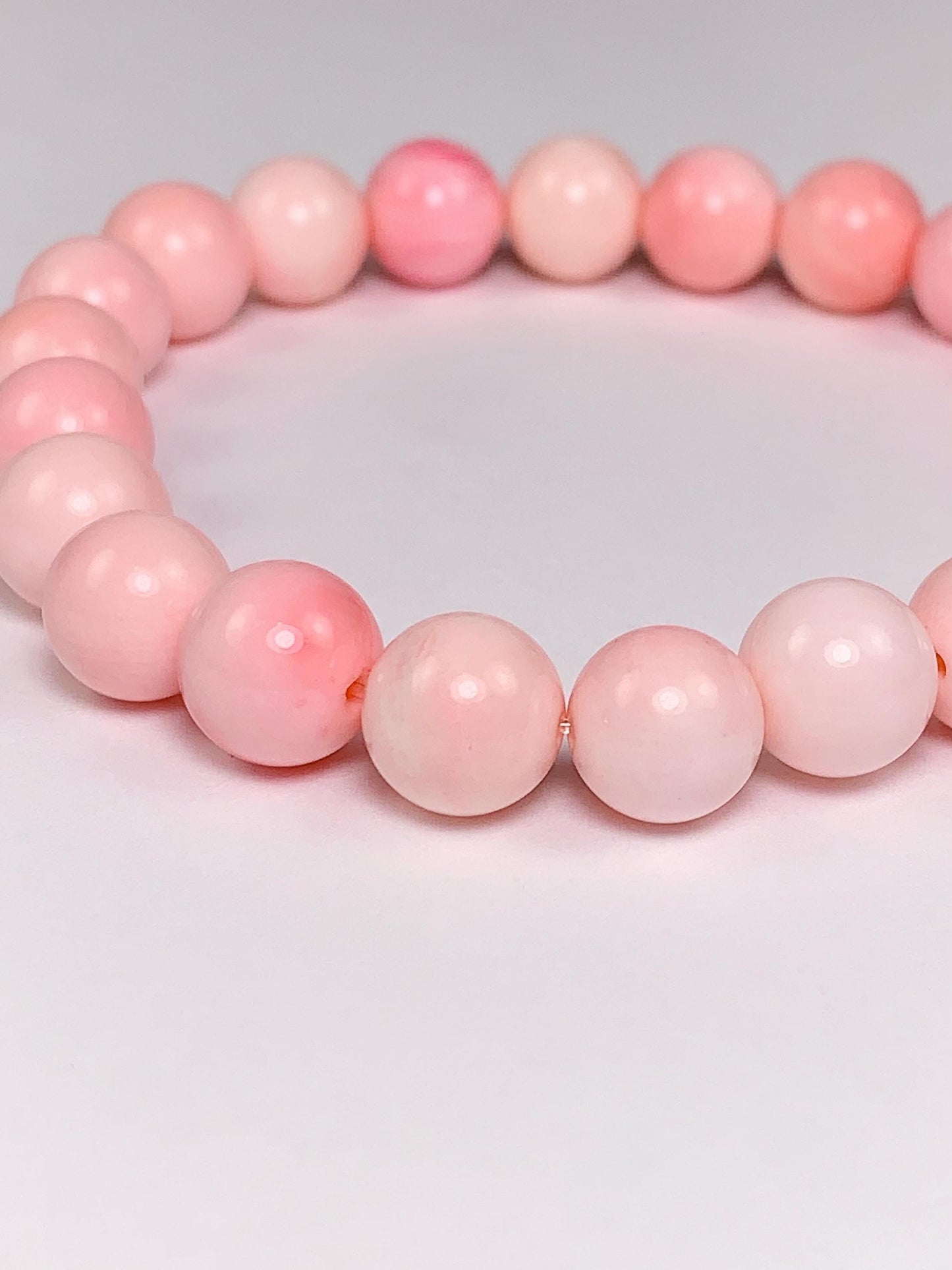 No Dyed High Quality Pink Queen Conch Stretch Bracelet: Natural Gemstone Stretch Bracelet (6mm 8mm 10mm 12mm 14mm ) Smooth Round