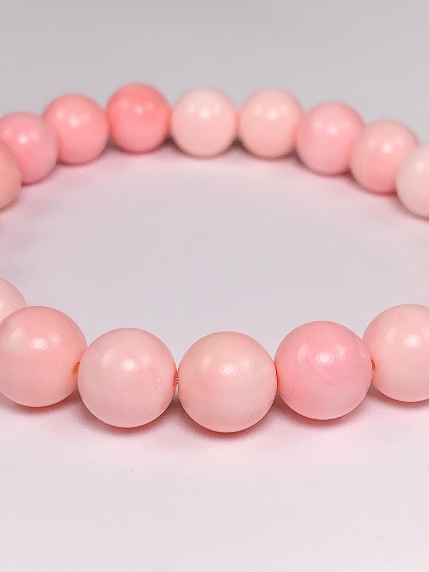 No Dyed High Quality Pink Queen Conch Stretch Bracelet: Natural Gemstone Stretch Bracelet (6mm 8mm 10mm 12mm 14mm ) Smooth Round