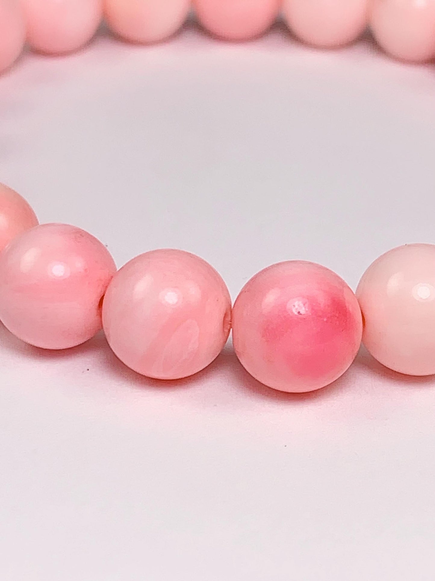 No Dyed High Quality Pink Queen Conch Stretch Bracelet: Natural Gemstone Stretch Bracelet (6mm 8mm 10mm 12mm 14mm ) Smooth Round