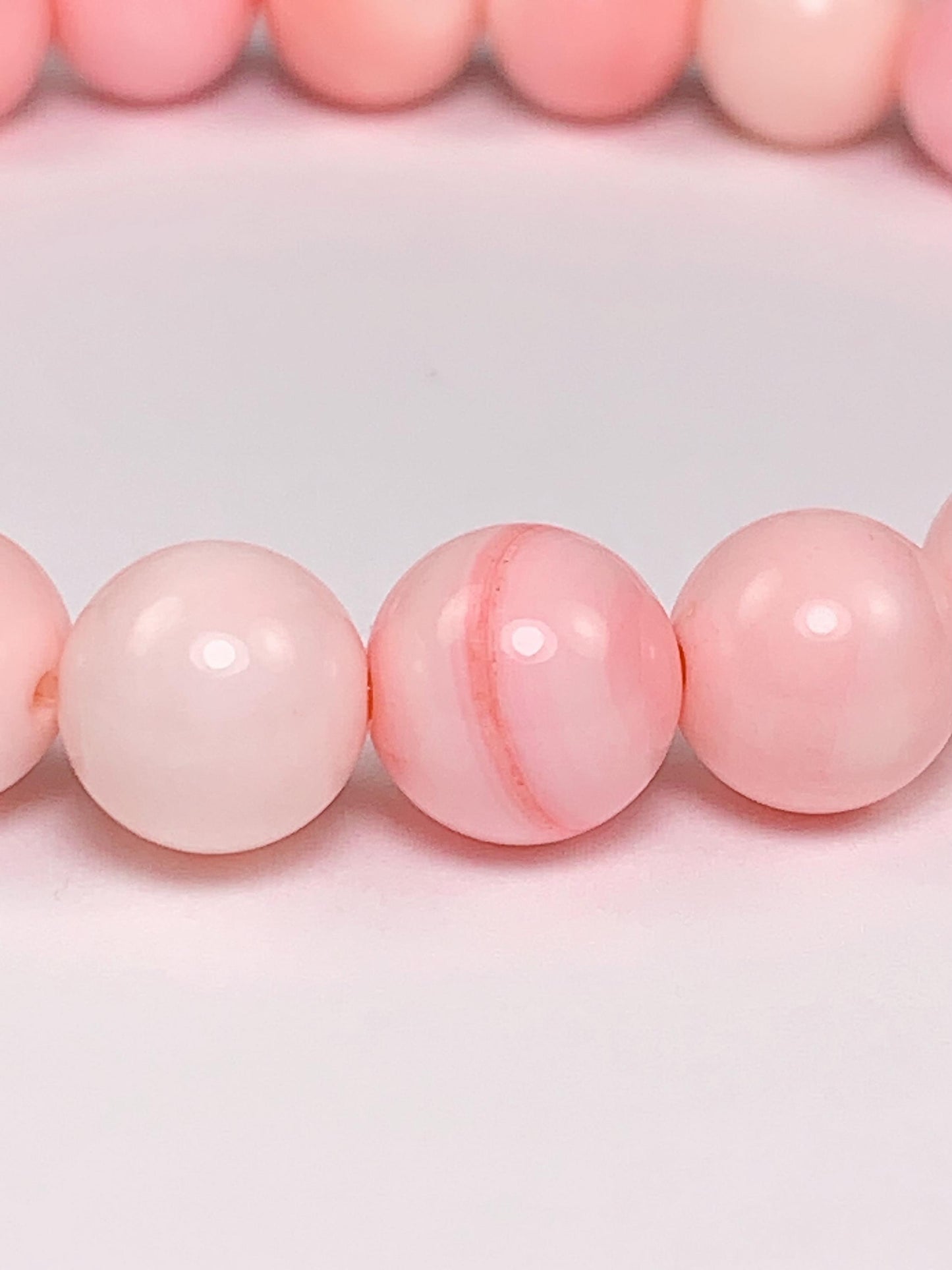 No Dyed High Quality Pink Queen Conch Stretch Bracelet: Natural Gemstone Stretch Bracelet (6mm 8mm 10mm 12mm 14mm ) Smooth Round