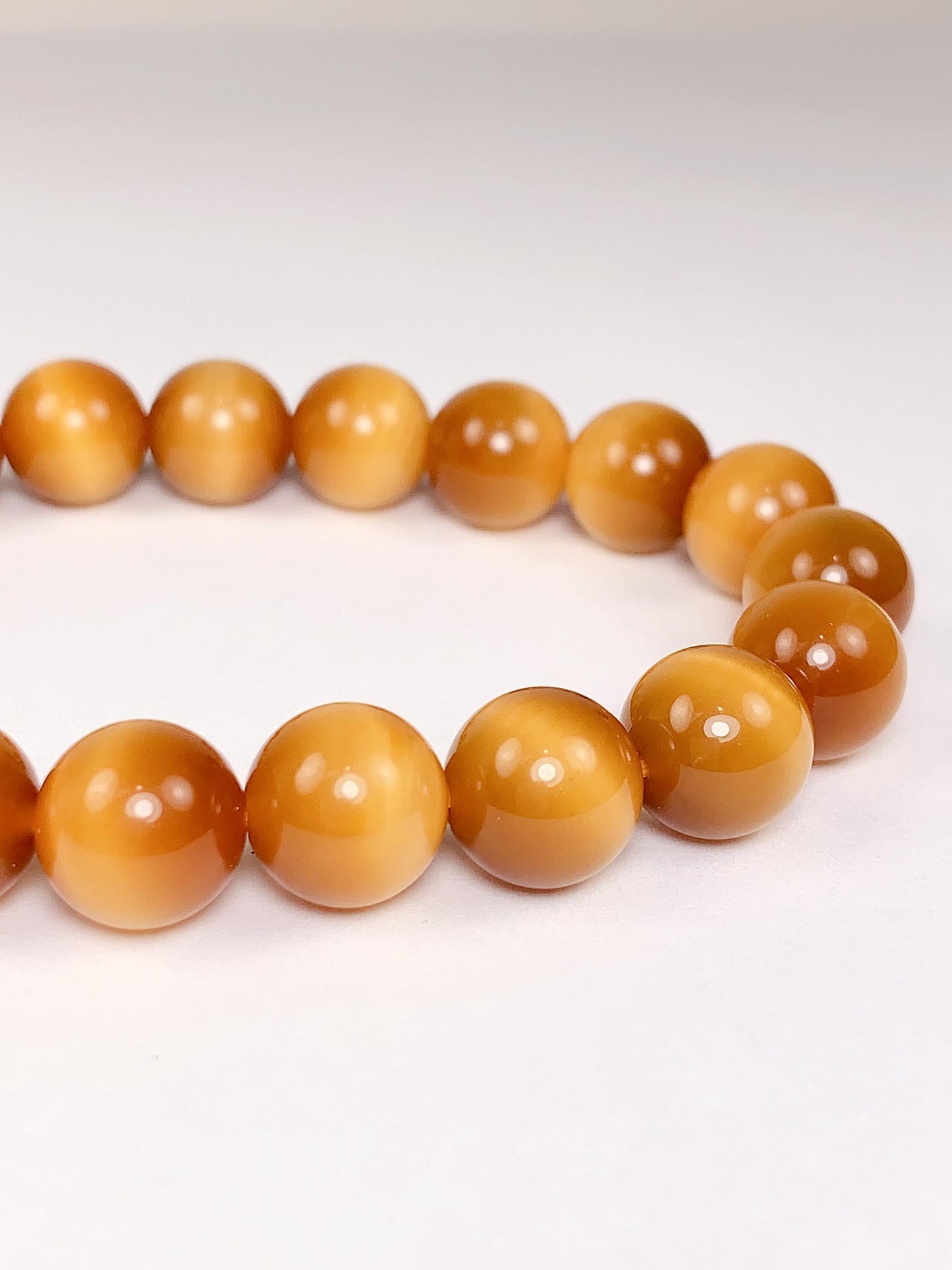 AAA+++ Very High Quality Natural Sugar Honey Yellow Gold Golden Tiger's Eye Stretch Smooth Round Beads Bracelet