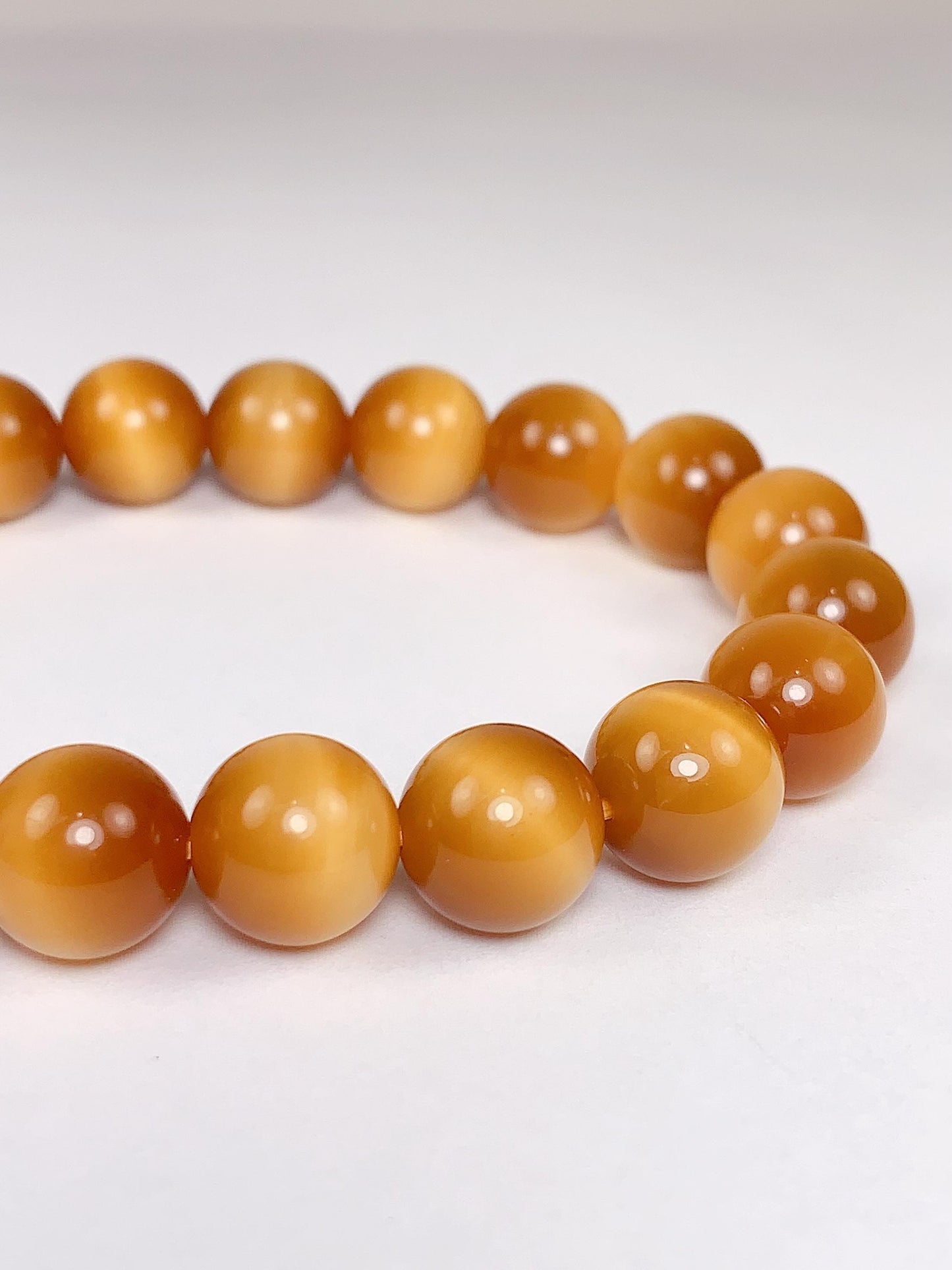 AAA+++ Very High Quality Natural Sugar Honey Yellow Gold Golden Tiger's Eye Stretch Smooth Round Beads Bracelet