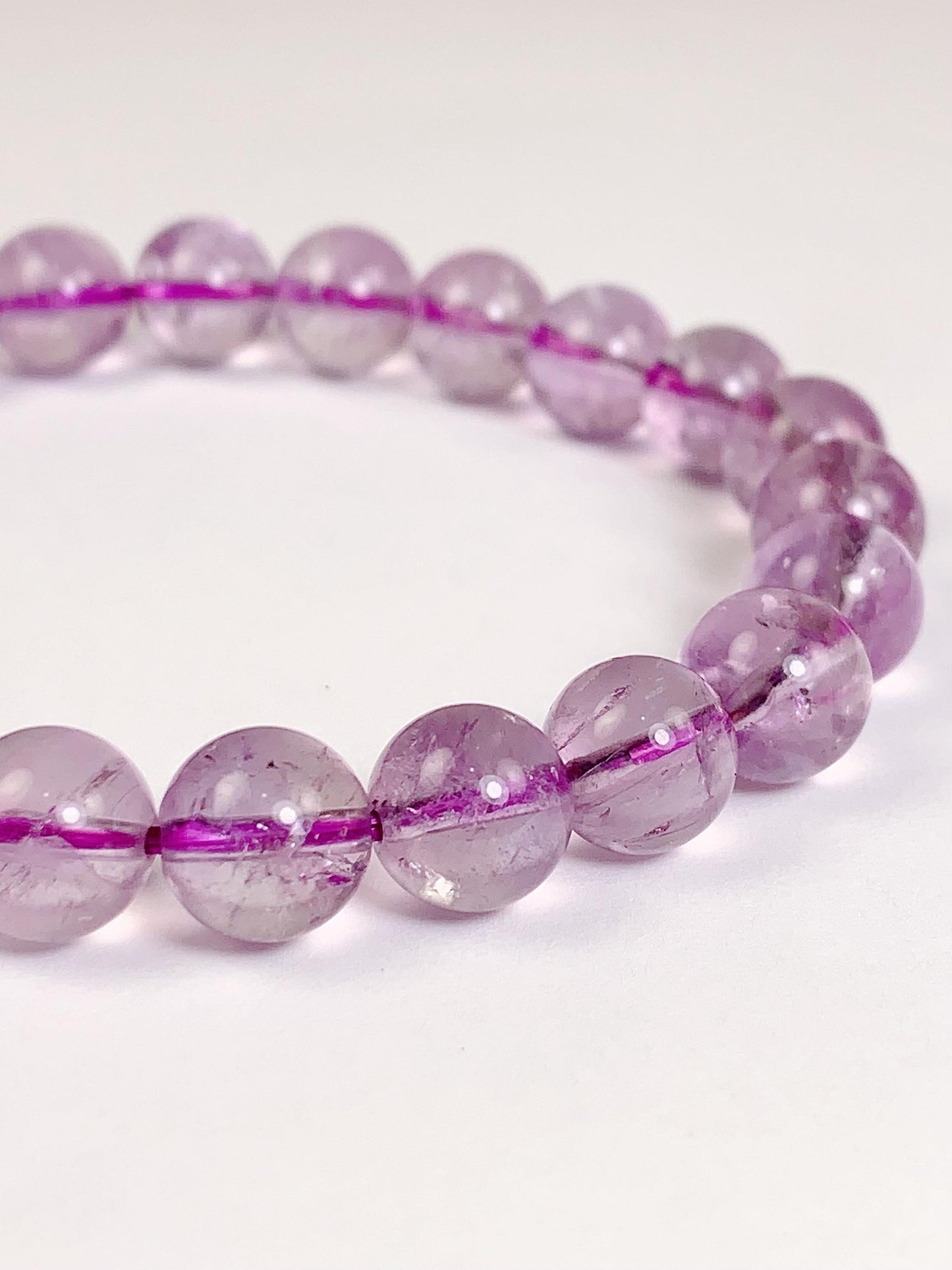 Genuine Natural light purple lavender Amethyst Smooth Round Stretch Bracelet 8mm