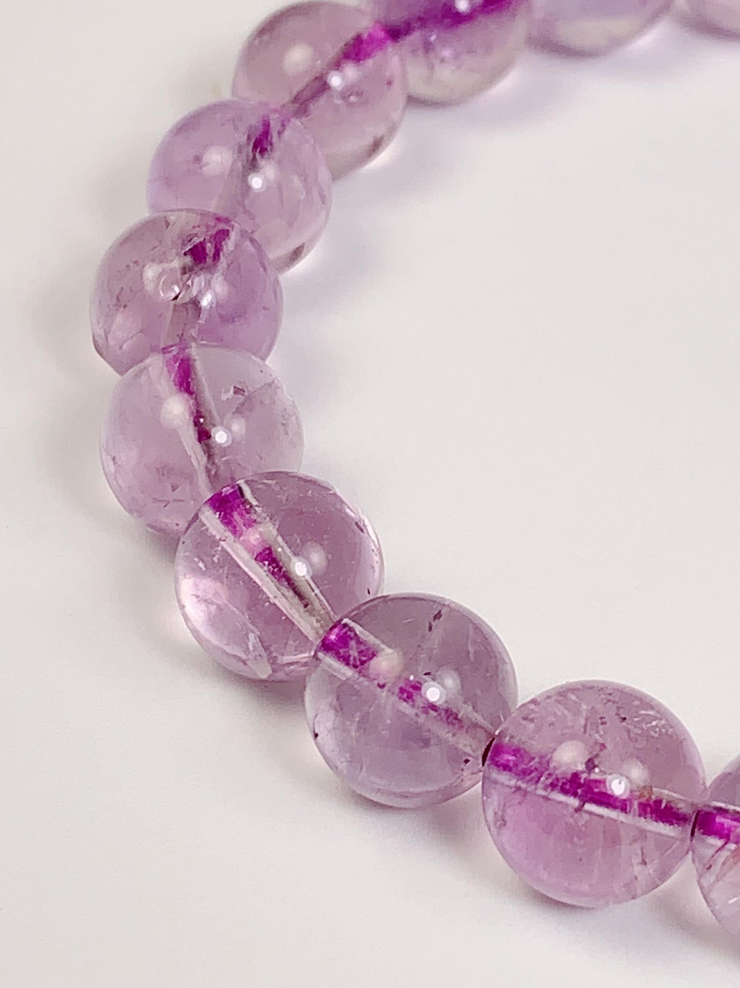 Genuine Natural light purple lavender Amethyst Smooth Round Stretch Bracelet 8mm