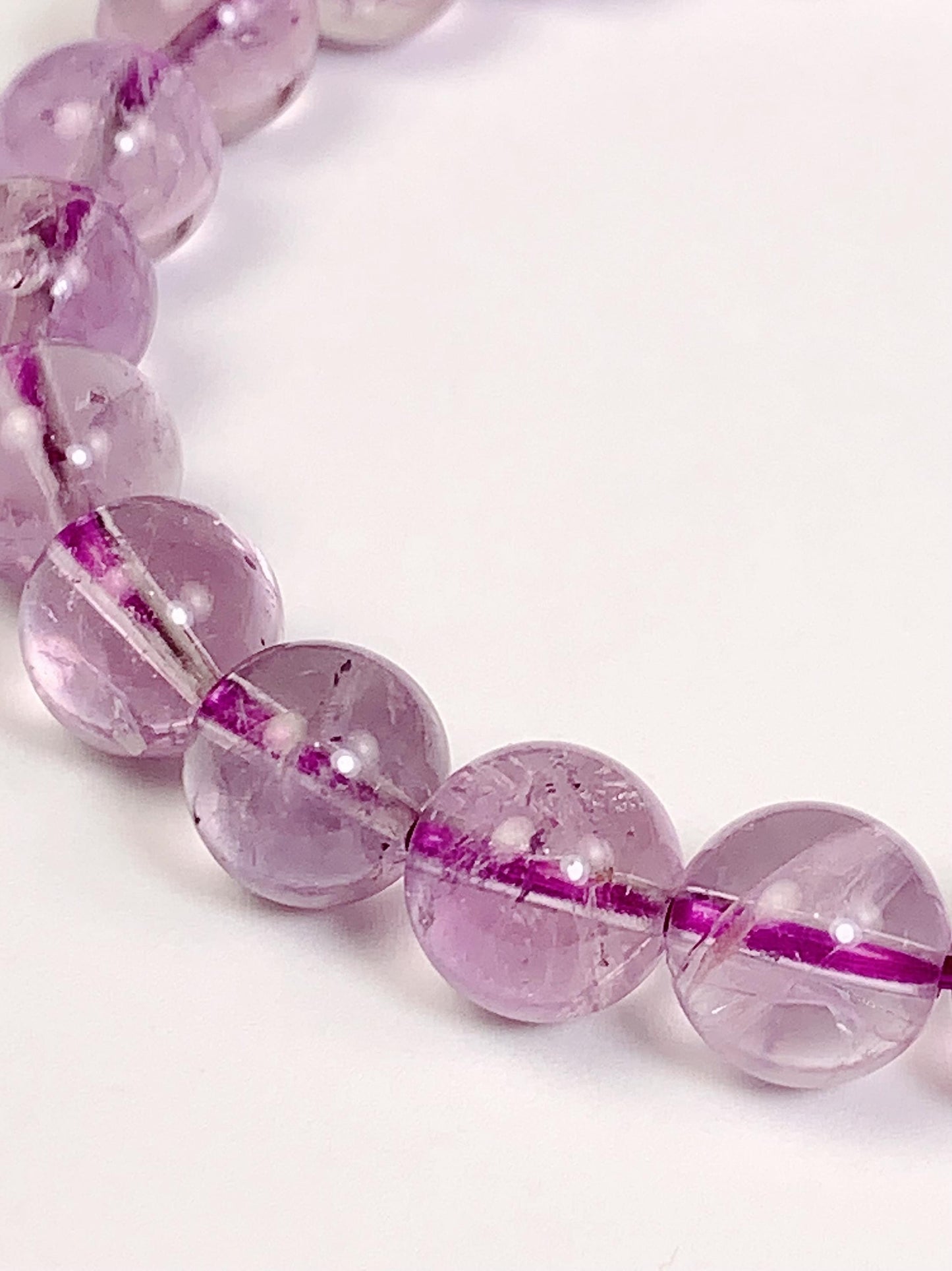 Genuine Natural light purple lavender Amethyst Smooth Round Stretch Bracelet 8mm
