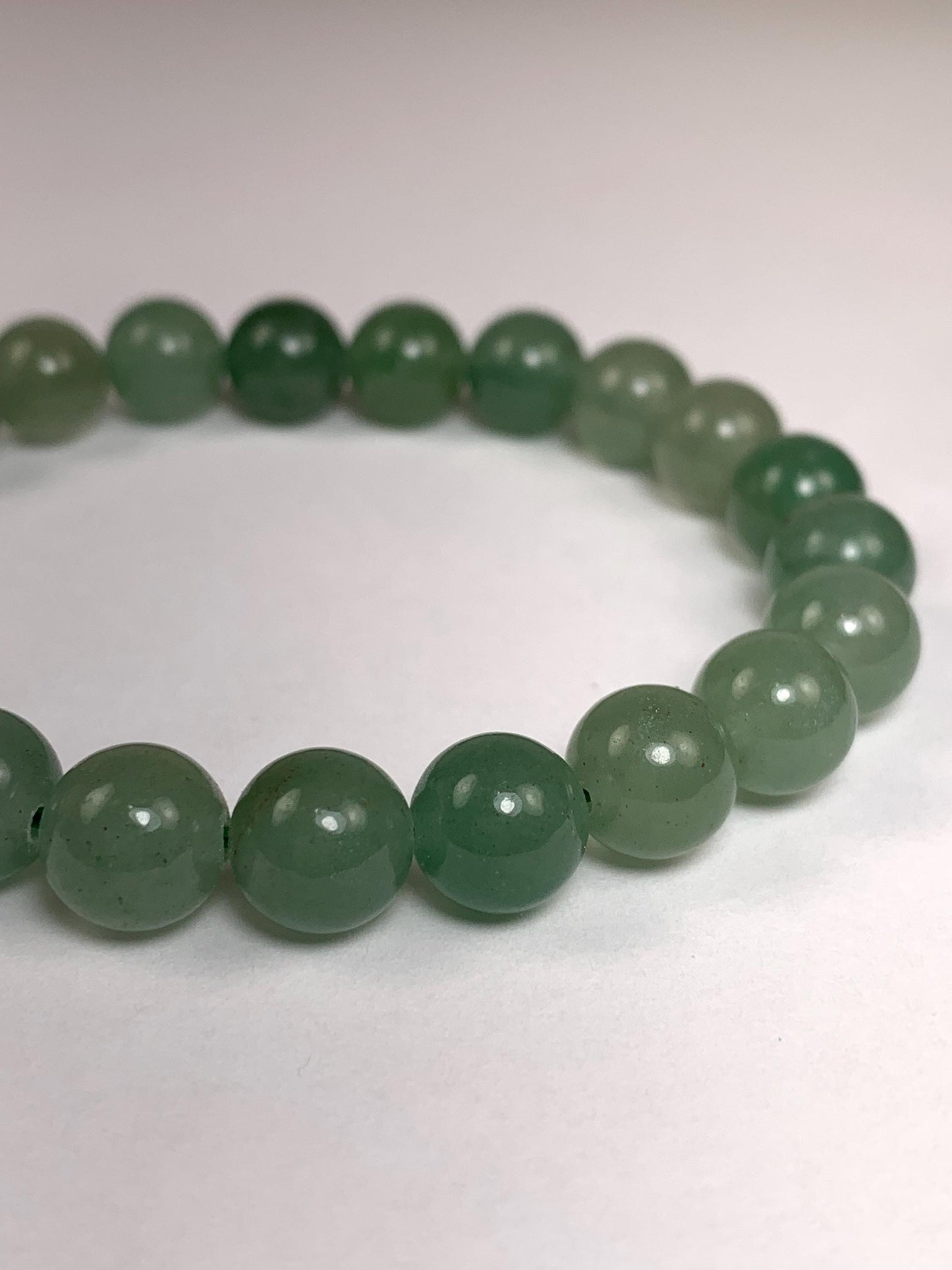 Natural Green Aventurine Bracelet: 8mm Smooth Round Gemstone Stretch Bracelet